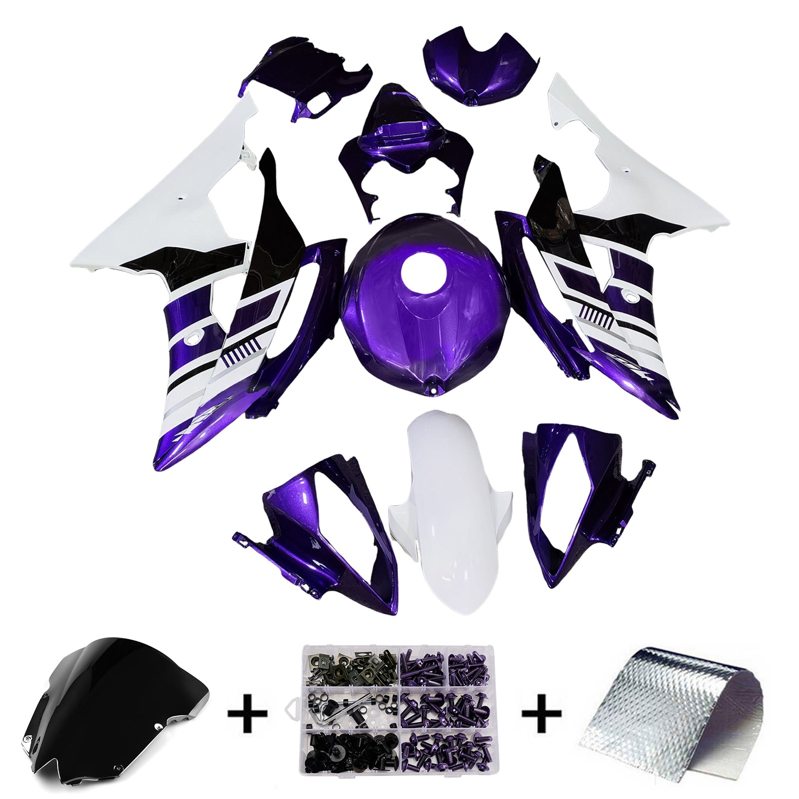 Amotopart 2008-2016 Yamaha YZF-R6 Purple & White Fairing Kit
