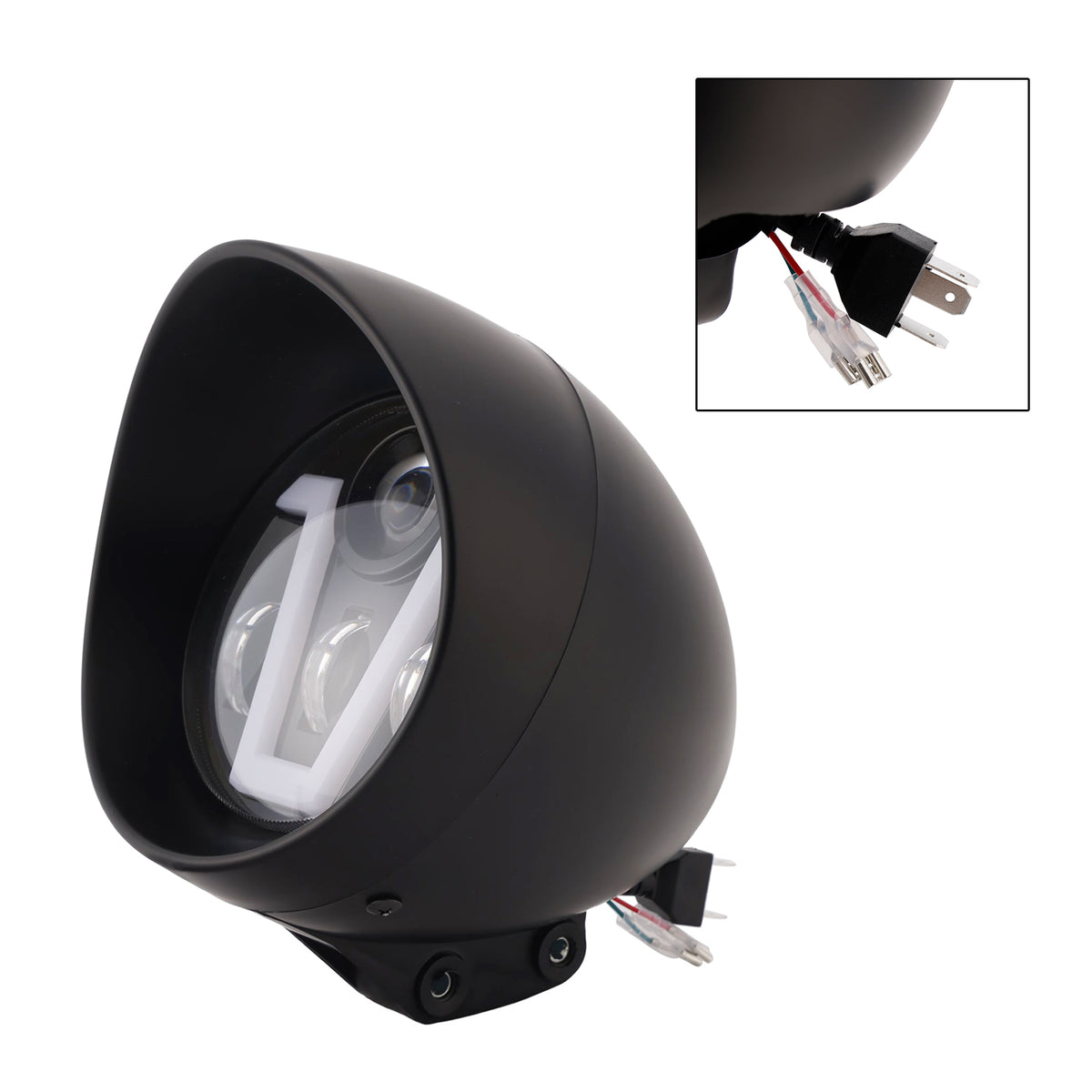 5.75" Motorcycle Spotlight Headlight Led 4000lm For Cruise Cafe Racer Chrome