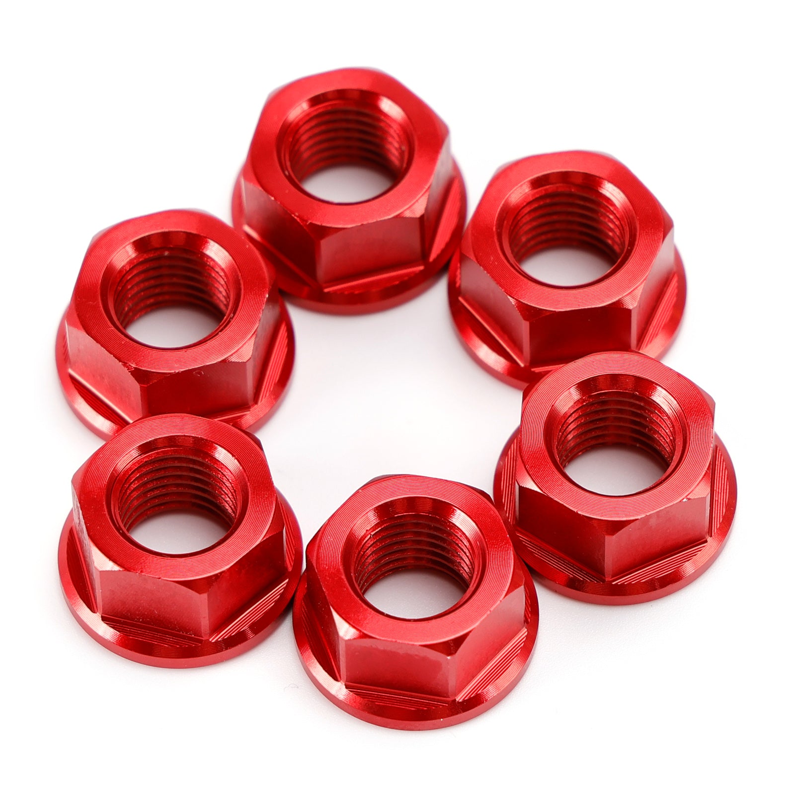 6 Pack Motorcycle Bike Aluminum Rear Sprocket Flange Nuts M10X1.25 Red