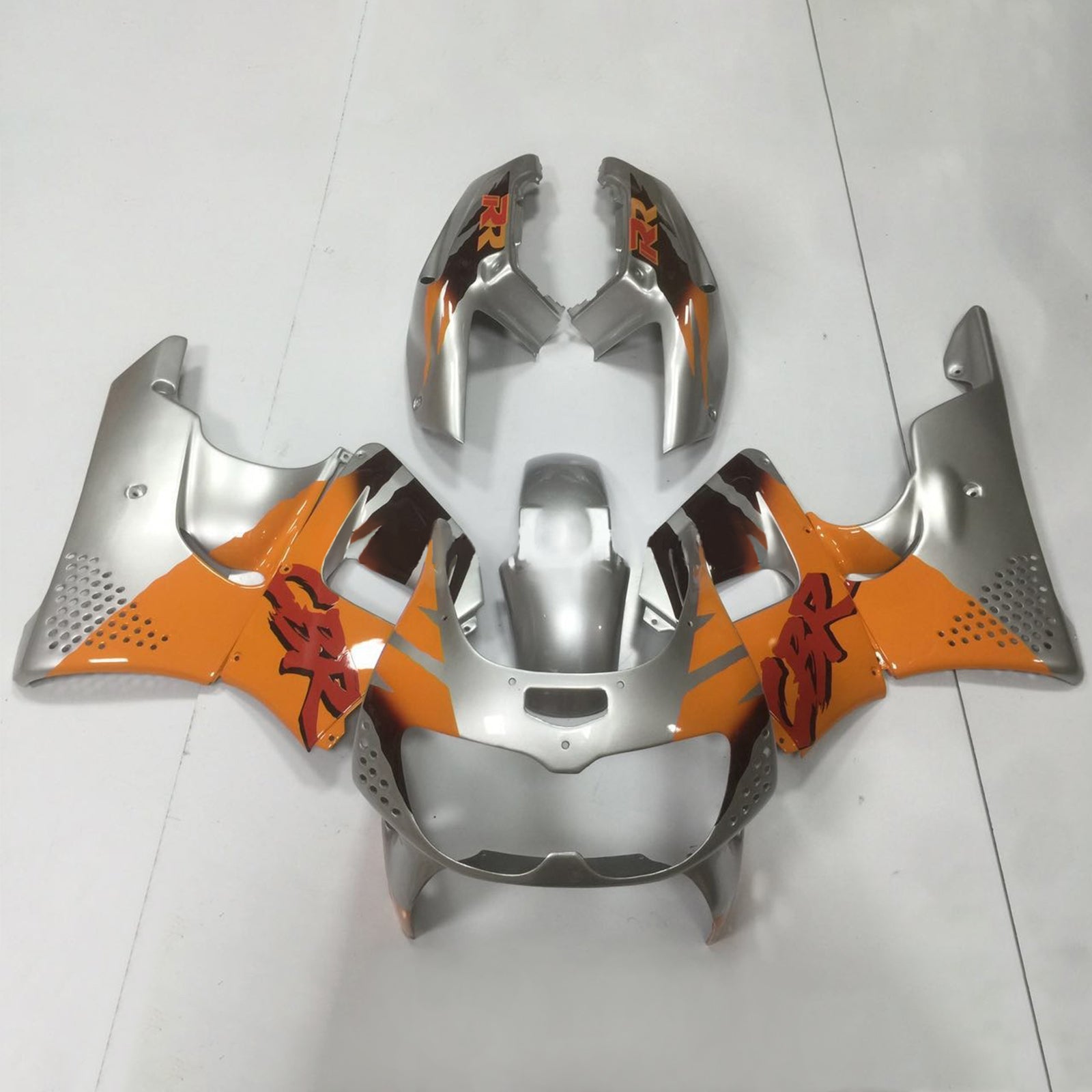 Amotopart 1994-1995 Honda CBR900RR Silver Black Fairing Kit