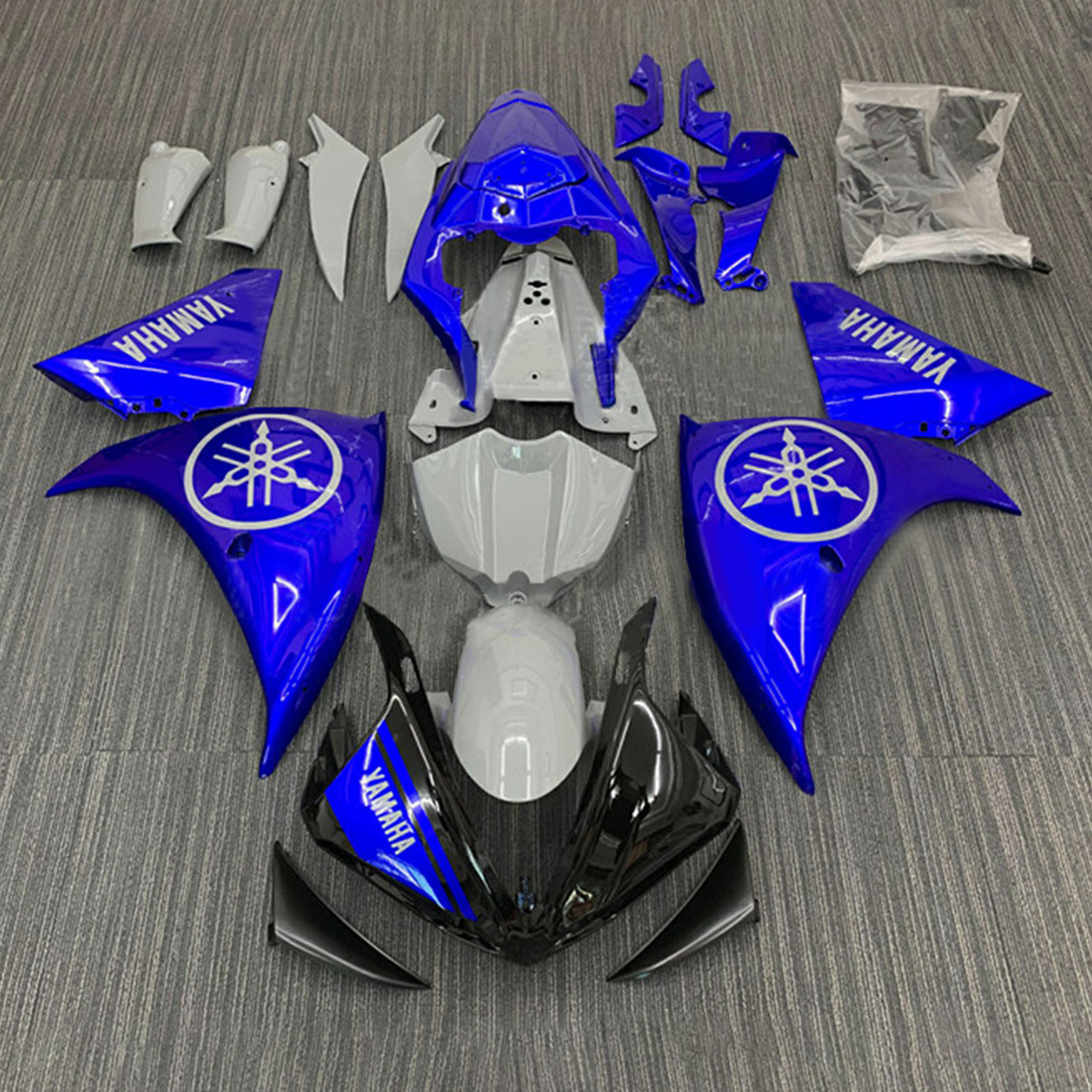 Amotopart 2009-2011 ヤマハ YZF 1000 R1 グロスブラック&ブルー フェアリングキット