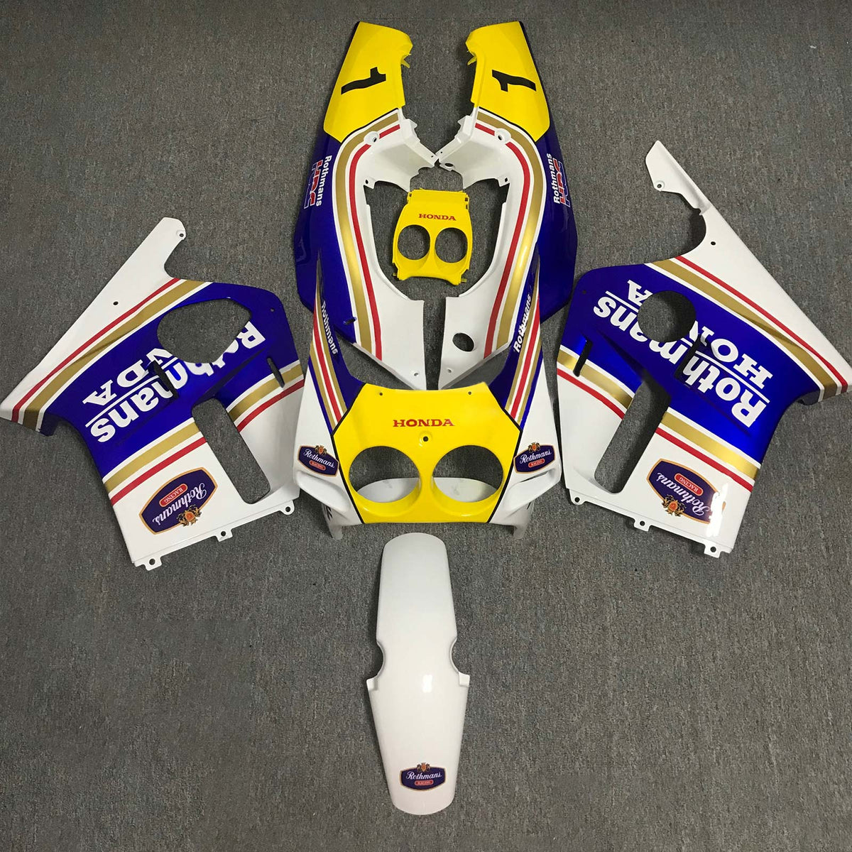 Amotopart 1988-1989 CBR250RR MC19 Honda Kit de carenado amarillo y azul