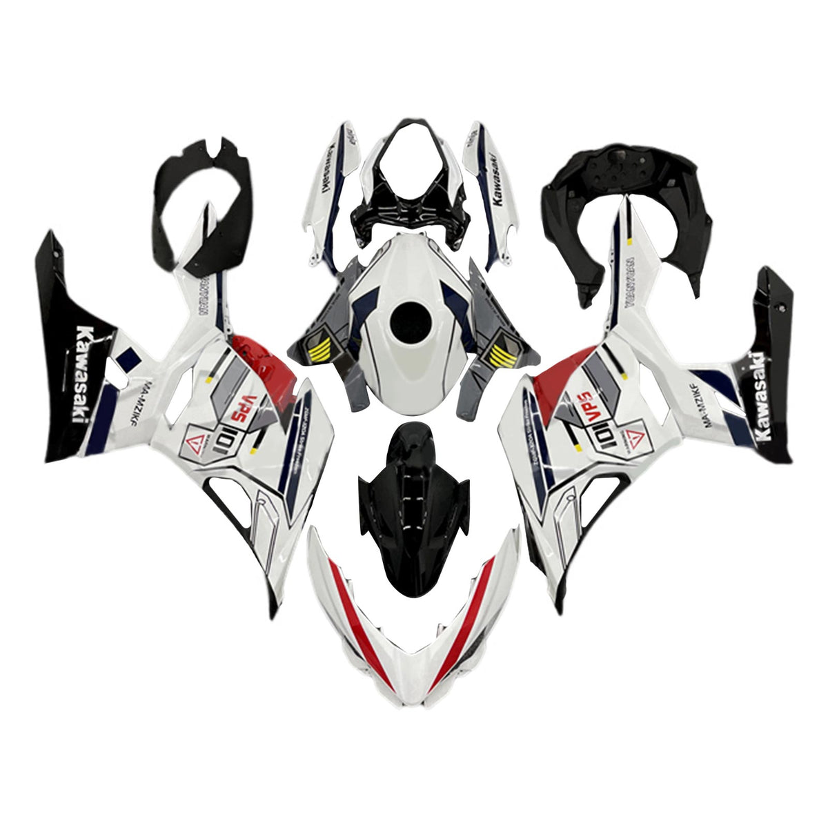 Amotopart 2018-2024 Kawasaki EX400 Ninja400 Kit de carénage blanc et rouge