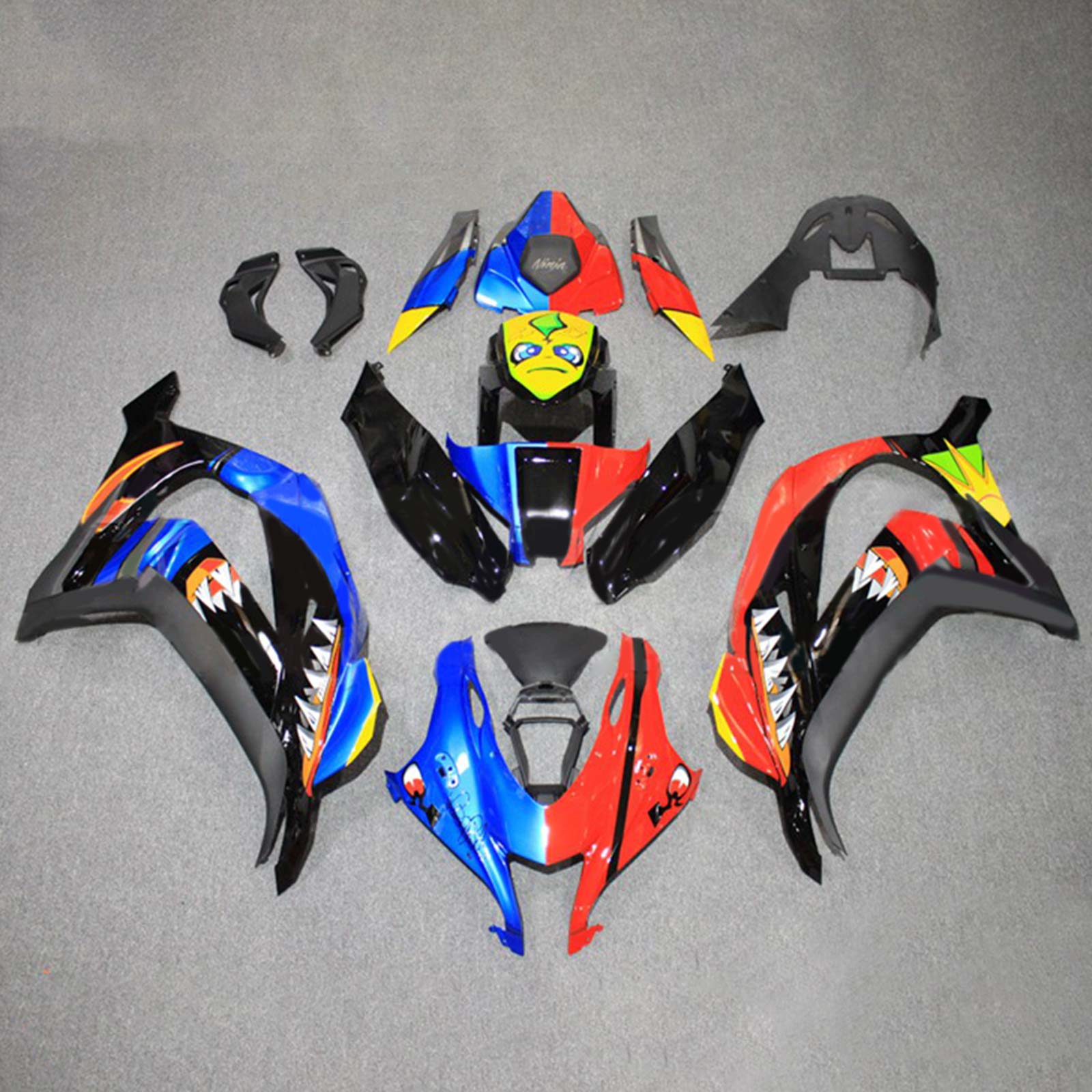 Amotopart 2016-2020 ZX10R Kawasaki Red&Blue Fairing Kit