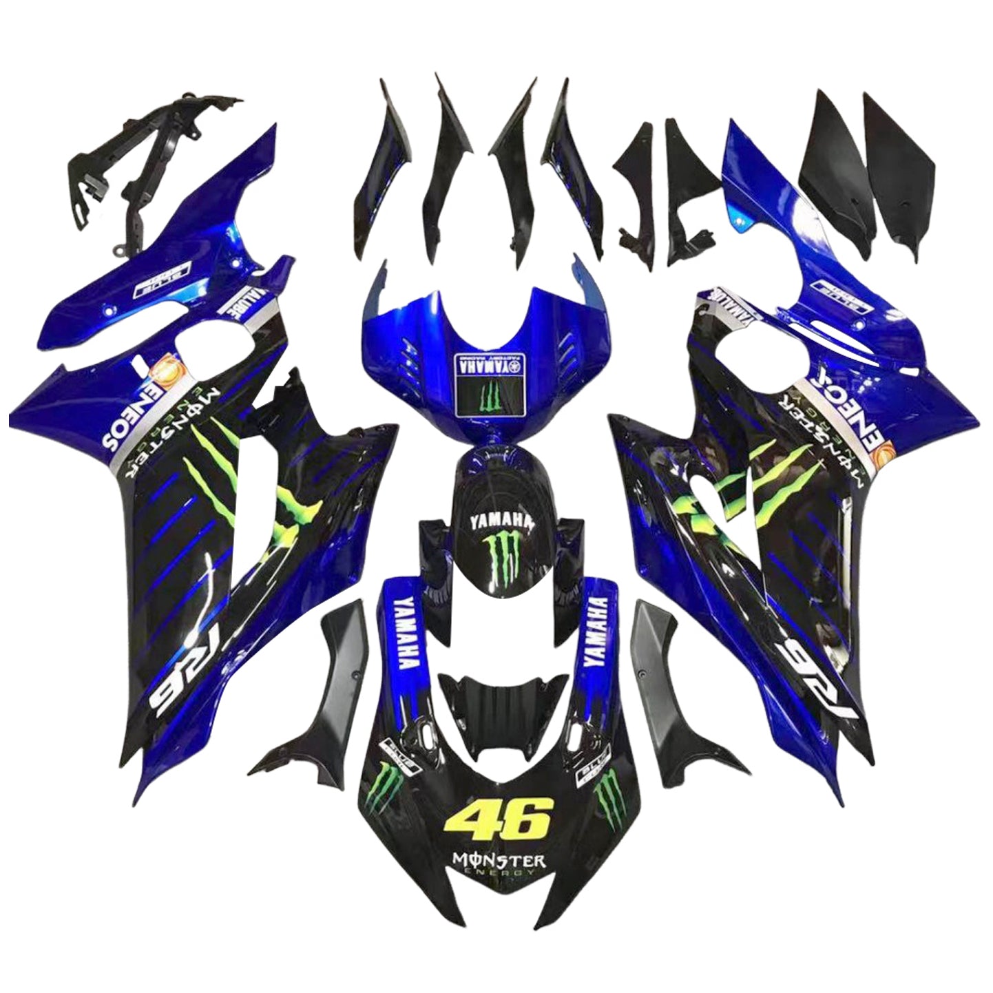 Amotopart 2017-2023 Yamaha YZF R6 Glossy Blue Black Fairing Kit