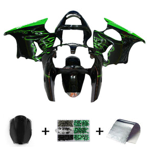 Amotopart 2000-2002 Kawasaki ZX6R 636 & 2005-2008 Kawasaki ZZR600 Black & Green Fairing Kit