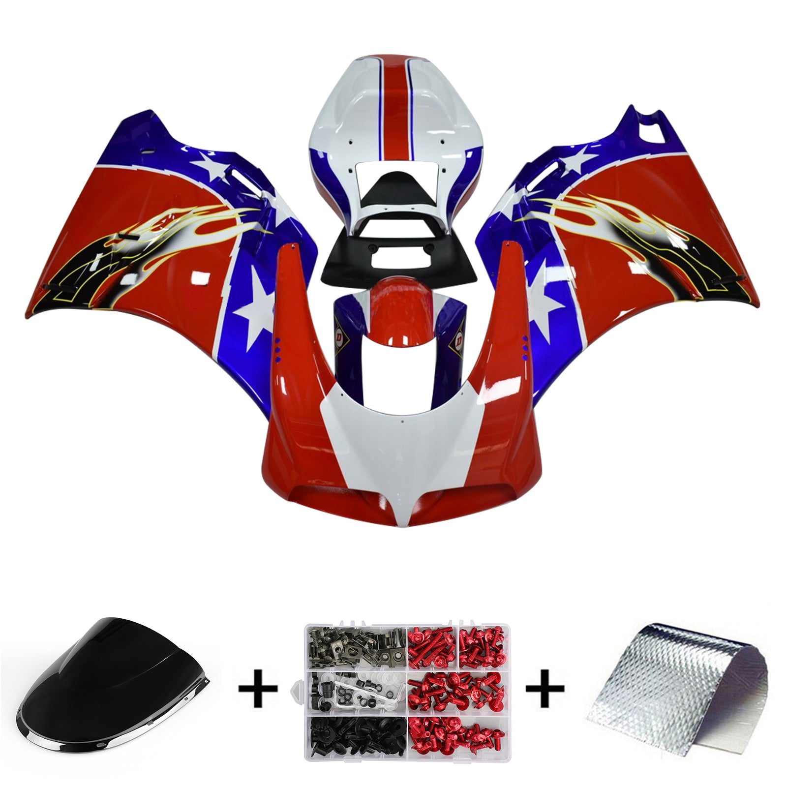 Amotopart Ducati 996 748 1996-2002 Red&Blue Style4 Fairing Kit