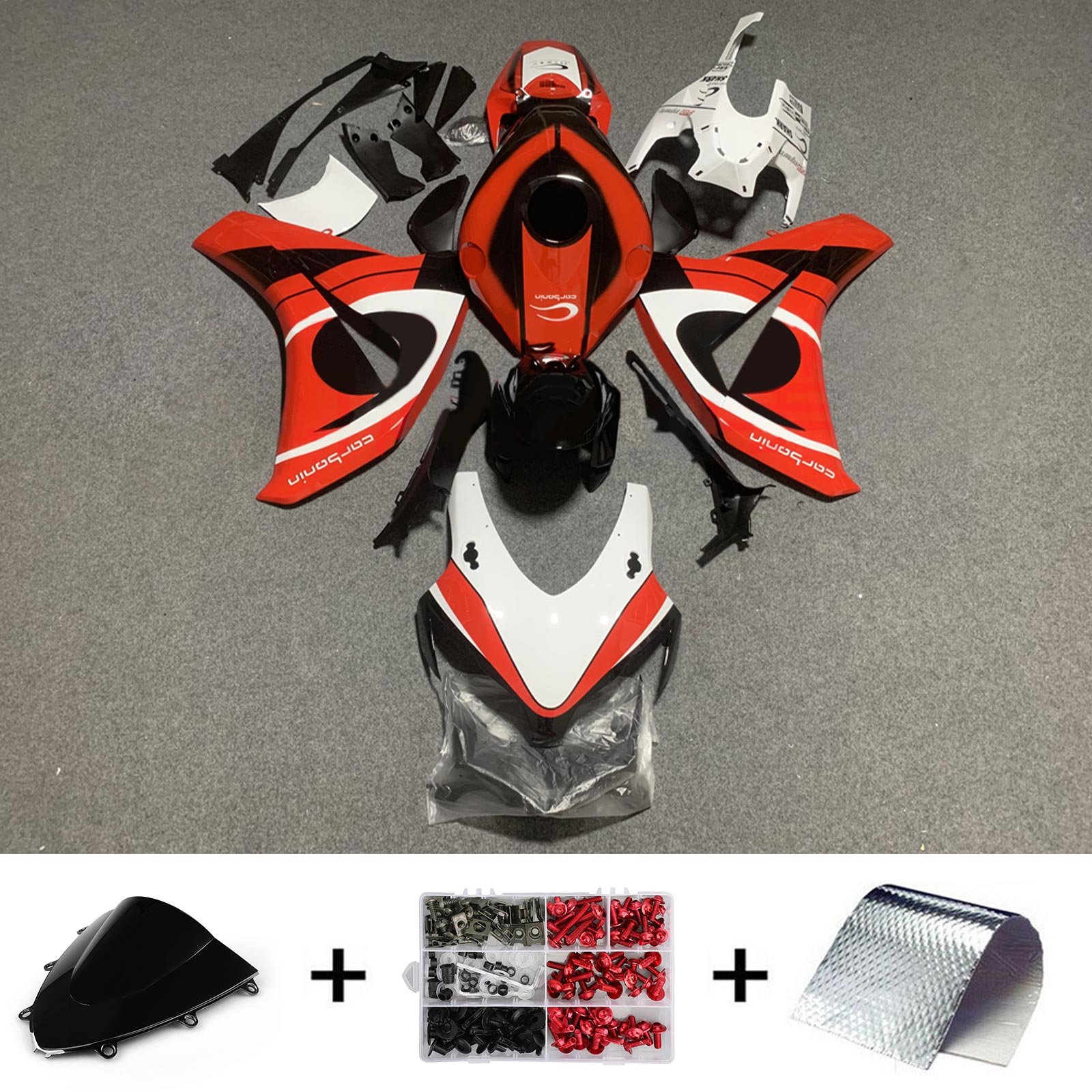 Amotopart 2008-2011 Honda CBR1000RR Kit de carenado rojo y blanco Style5