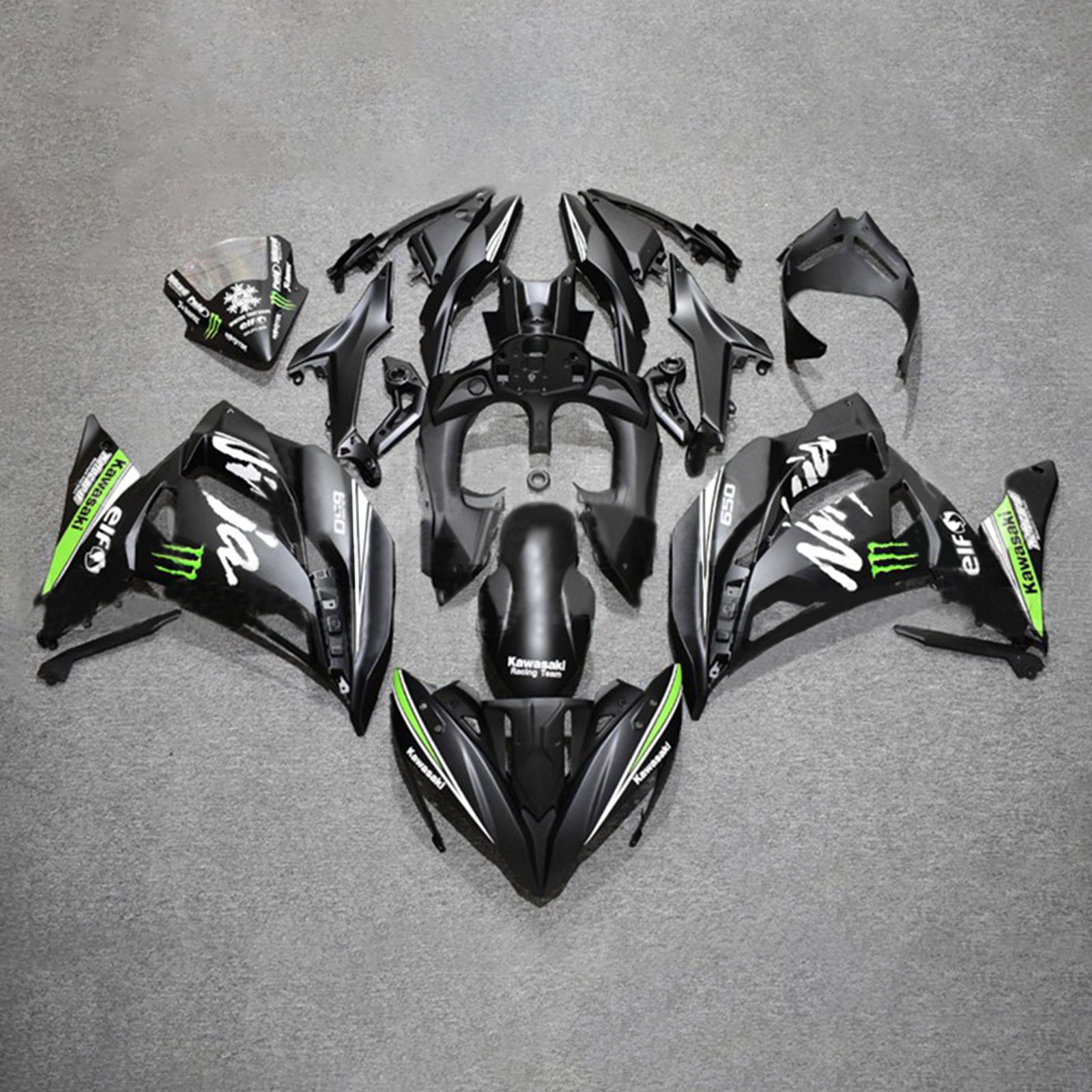 Amotopart 2017-2019 Kawasaki ER6F/Ninja650R Black&Green Style4 Fairing Kit