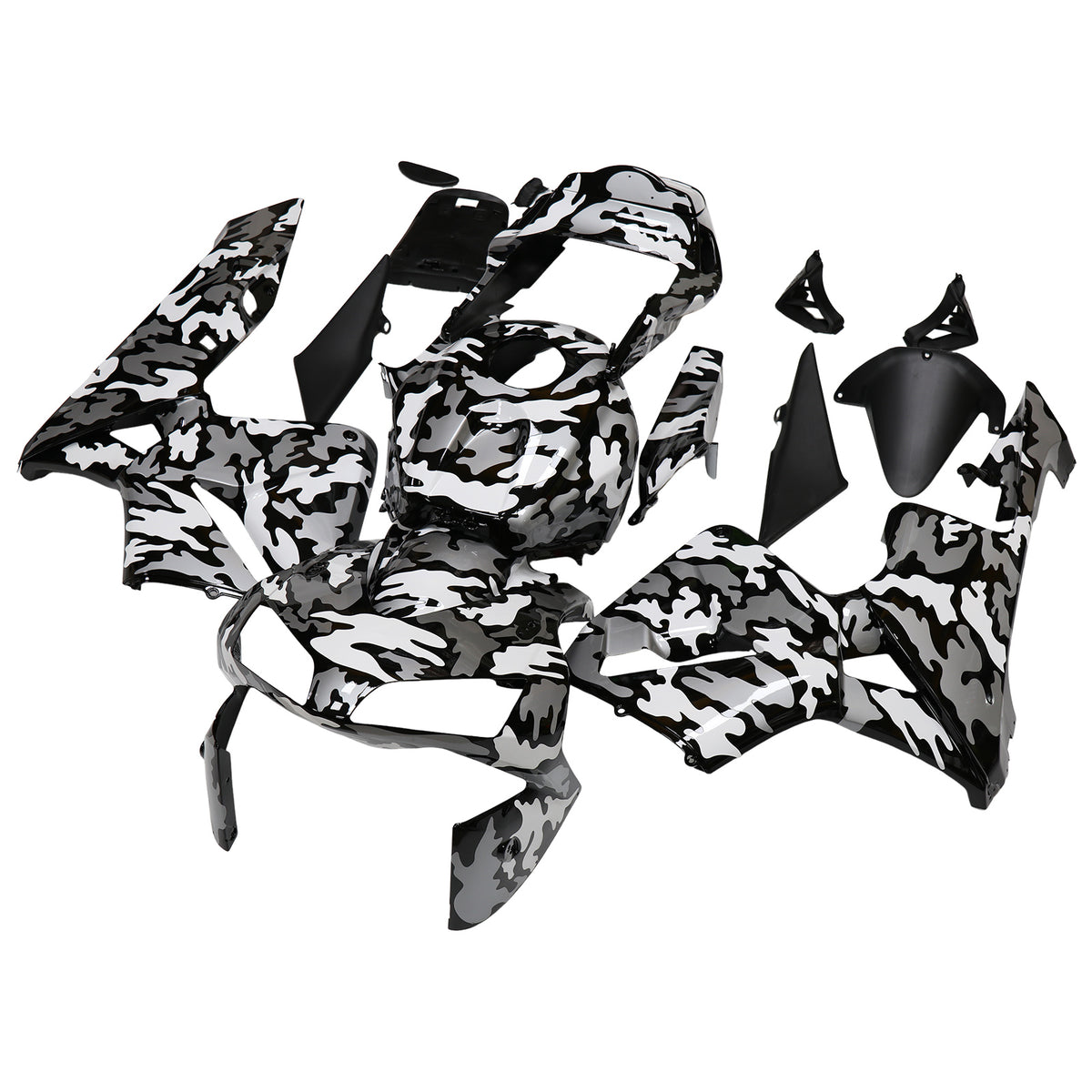 Amotopart 2003–2004 Honda CBR600RR Schwarz Weiß Grau Verkleidungsset