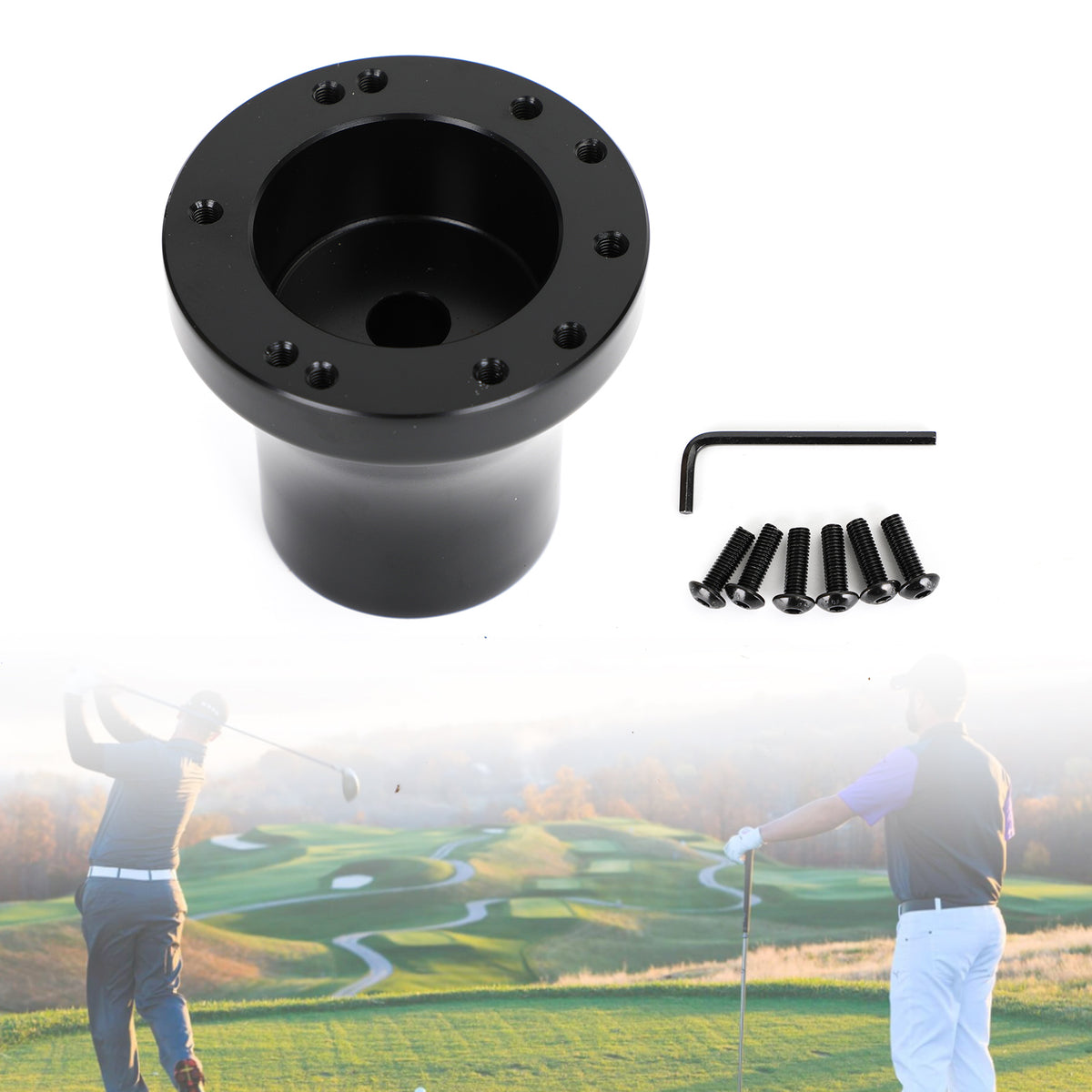 Moyeu d'adaptateur de volant en aluminium pour voiturette de Golf noire Club Car Precedent