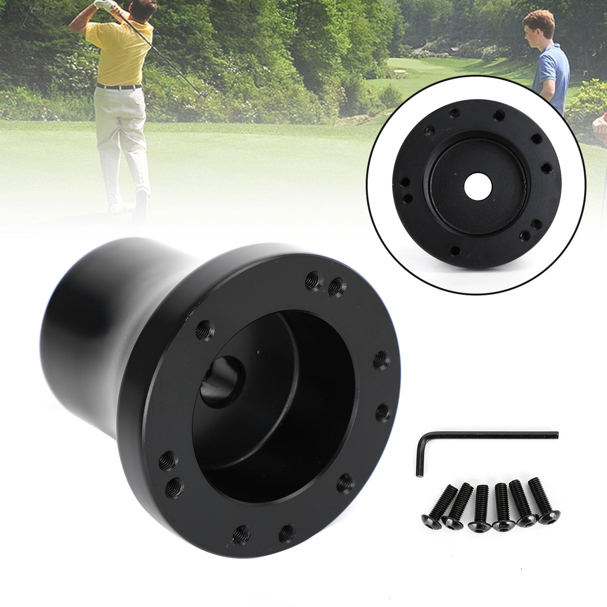 Moyeu d'adaptateur de volant en aluminium pour voiturette de Golf noire Club Car Precedent