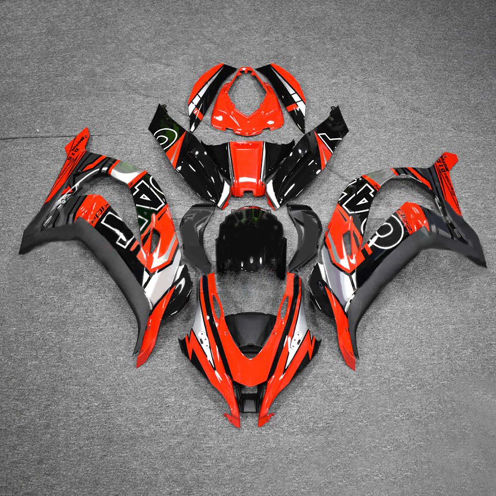 Amotopart 2016-2020 ZX10R Kawasaki Red&Black Style8 Fairing Kit