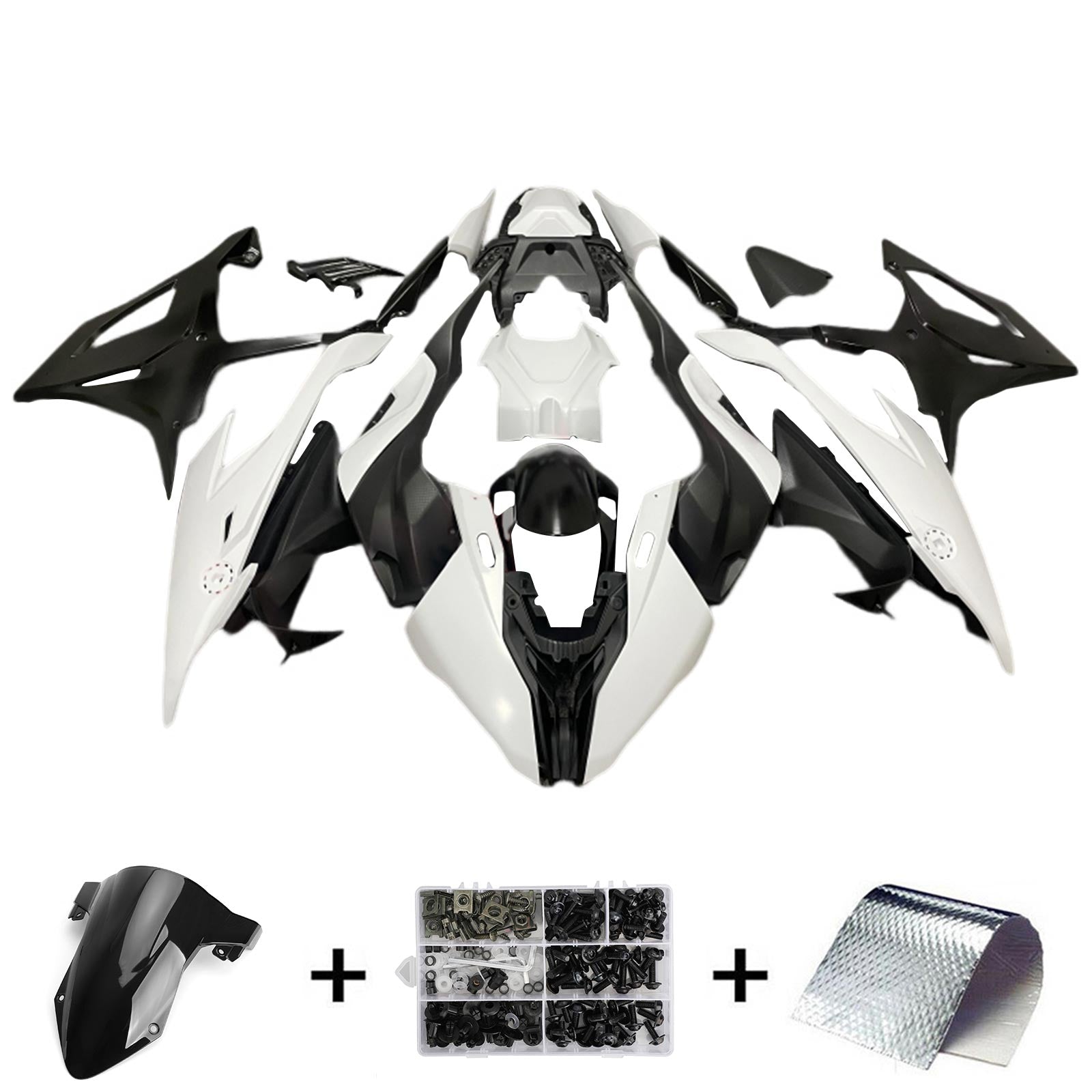 Kit de carénage Amotopart BMW S1000RR 2019-2022 noir et blanc