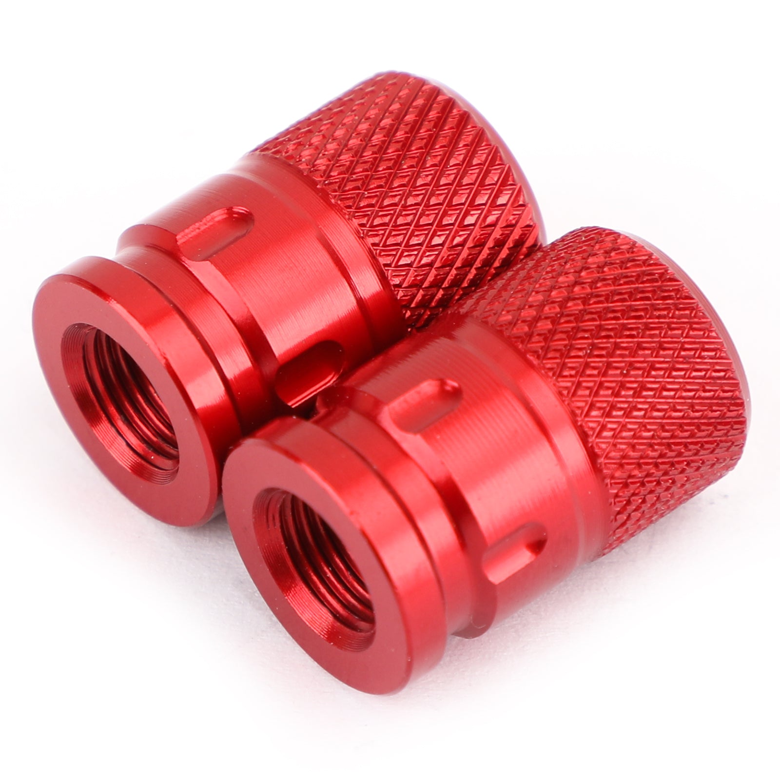 Pair CNC Red Anti-Thief Tire Valve Stem Caps For Car Truck Bike Motorcycle