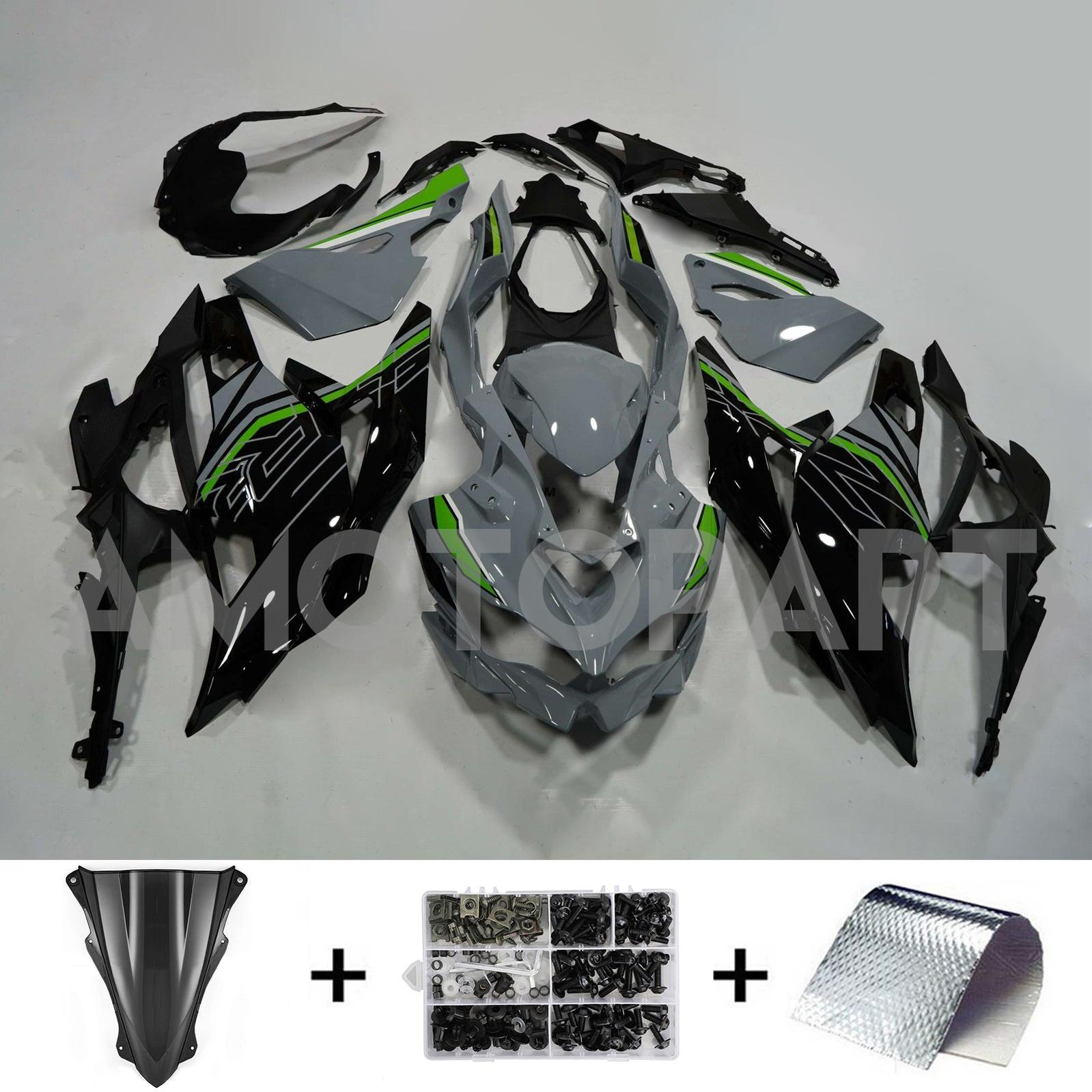 Amotopart 2019-2025 Ninja ZX-25R ZX-4R ZX-4RR Kawasaki Grey&Green Fairing Kit