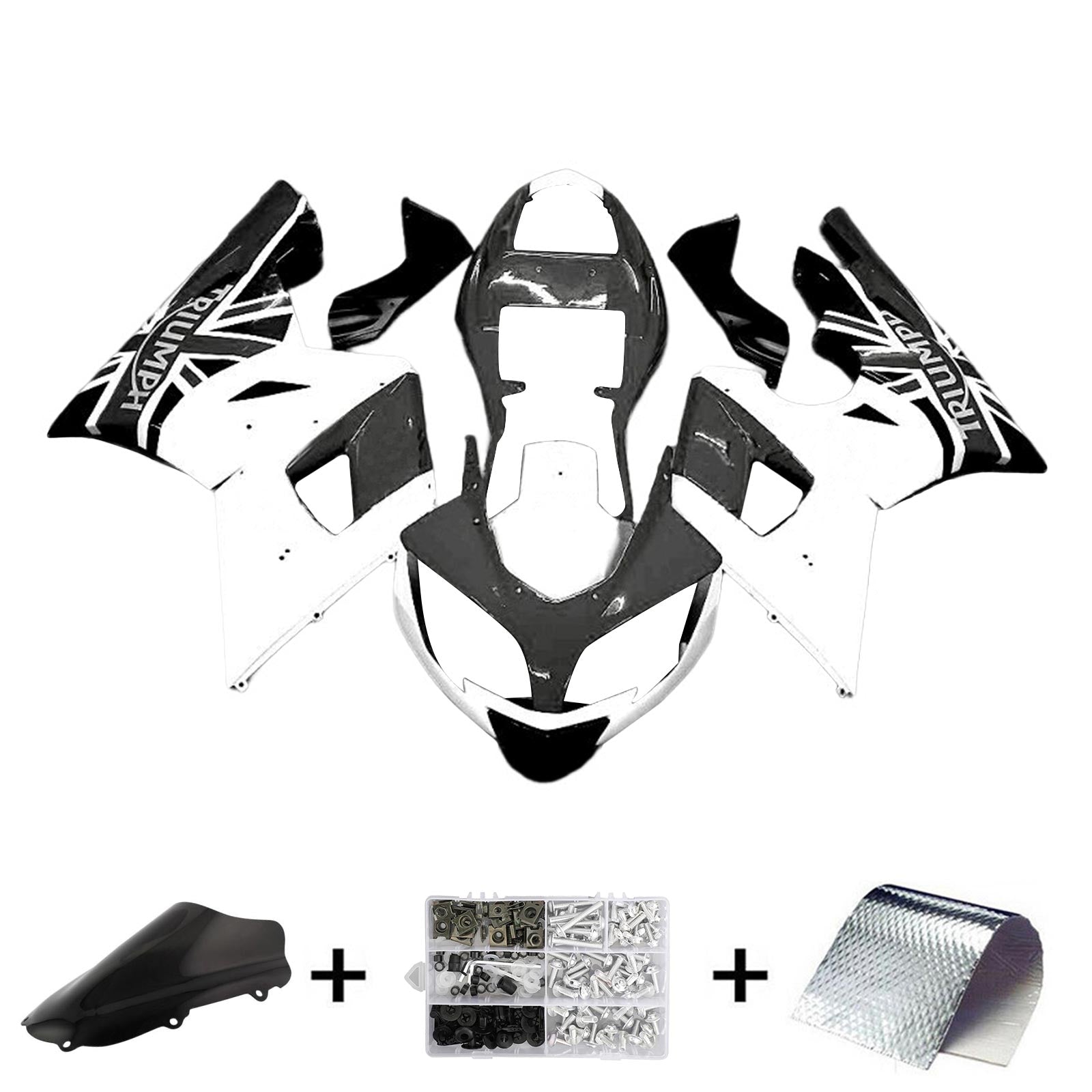 Amotopart 2002-2005 Triumph Daytona 600 650 Black&amp;White Style4 Verkleidungsset