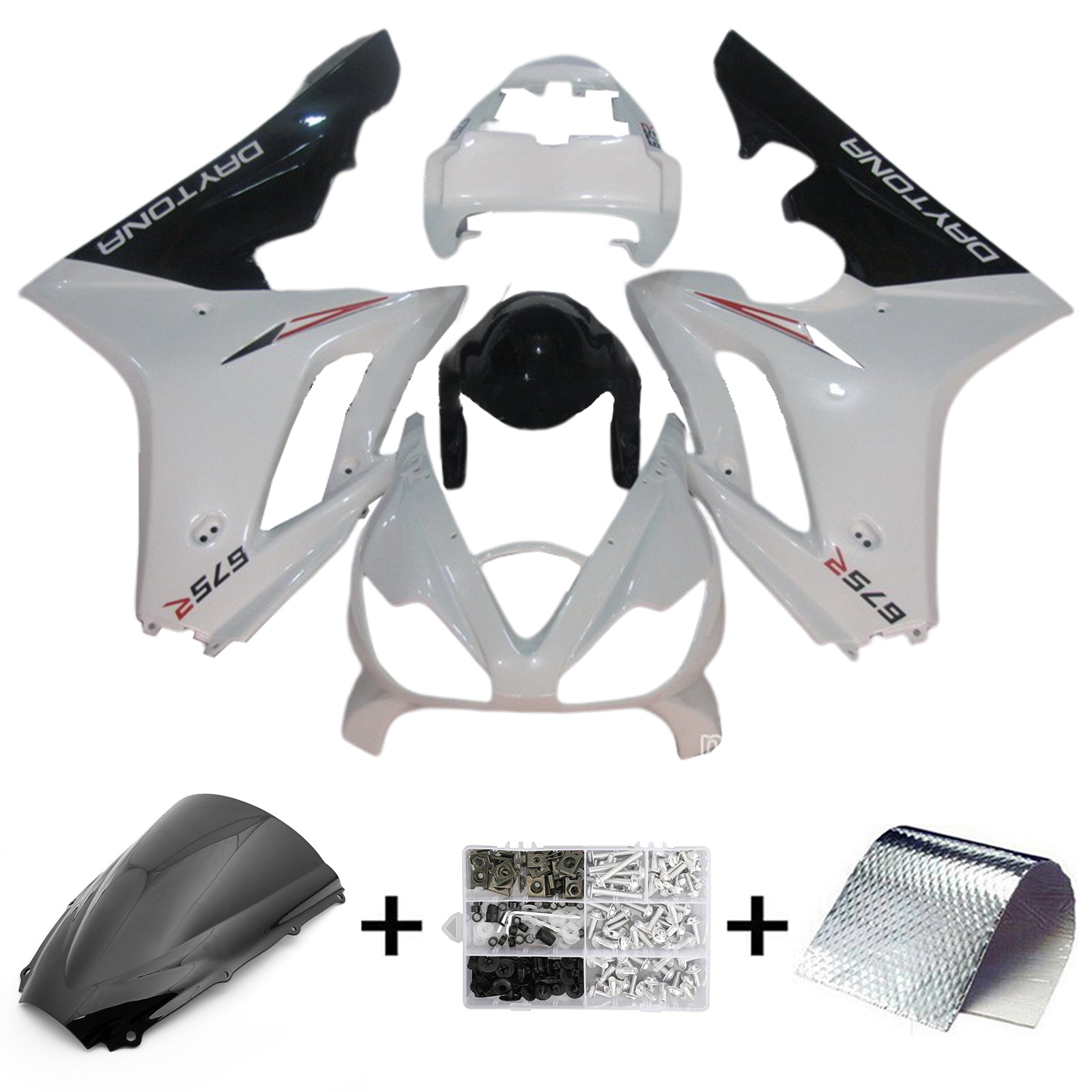 Amotopart 2006-2008 Triumph Daytona 675 Black&White Style4 Fairing Kit