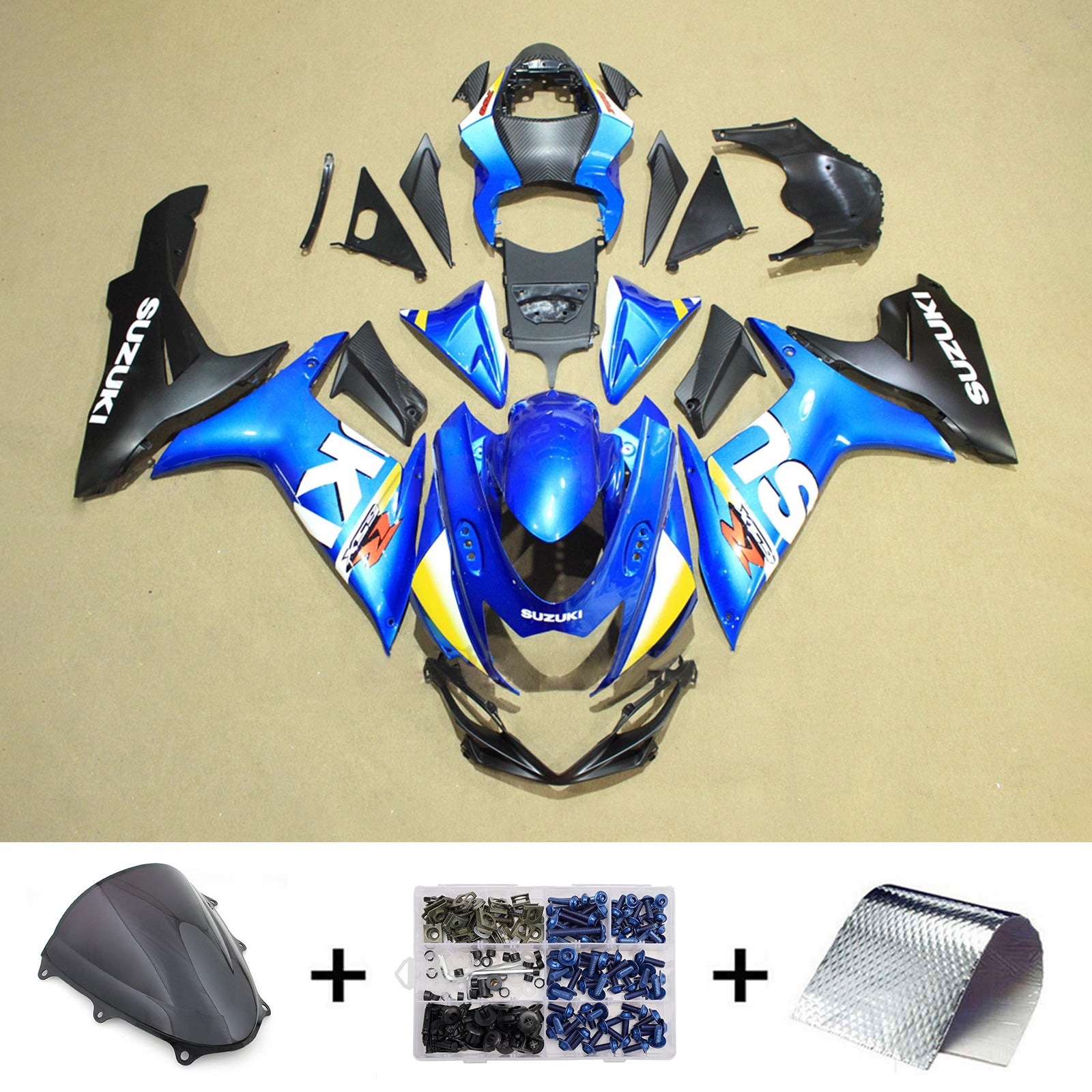 Amotopart 2011-2026 Suzuki GSXR 600/750 Blå Sort Hvid Fairing Kit