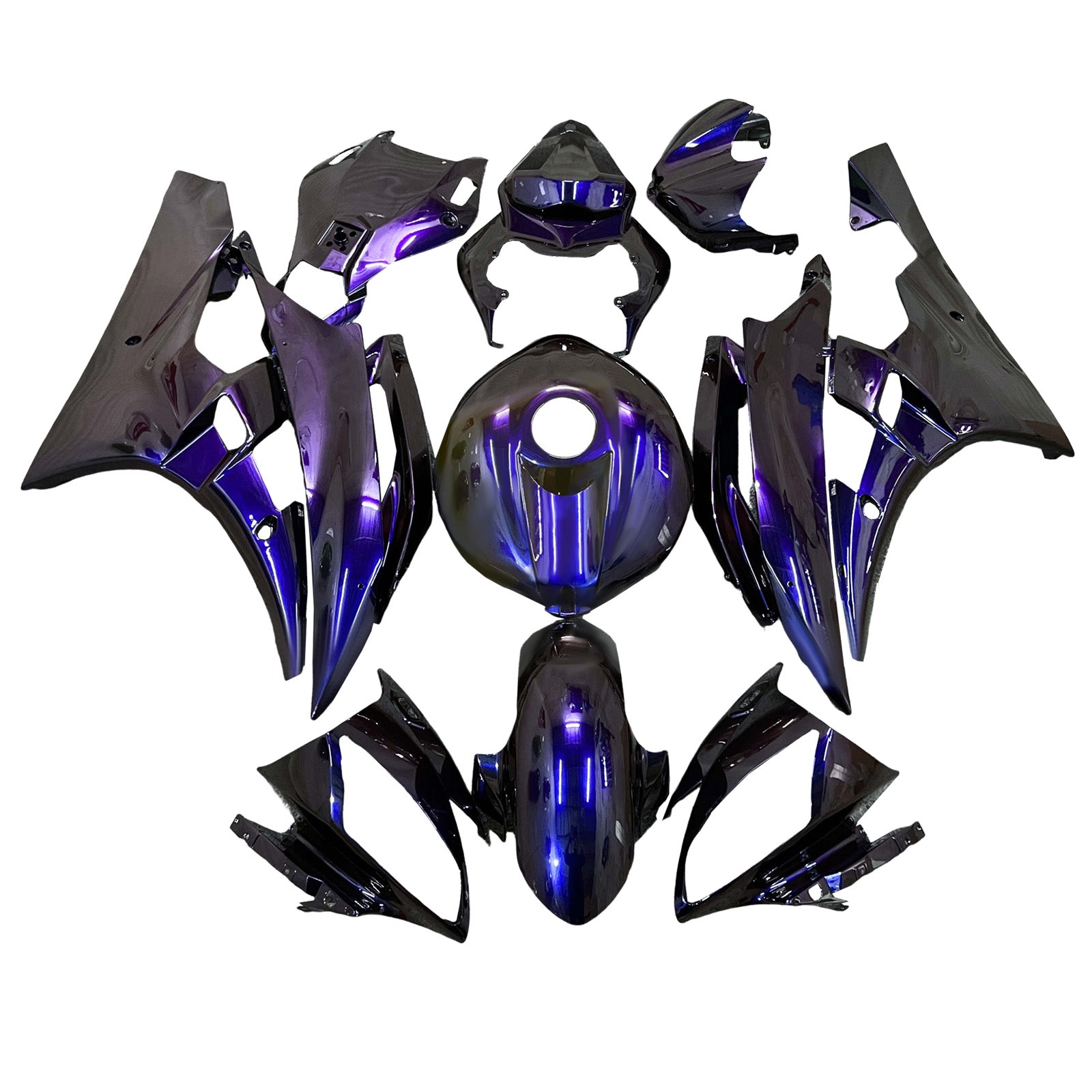 Amotopart 2006-2007 Yamaha YZF-R6 Blue & Purple Fairing Chameleon Kit