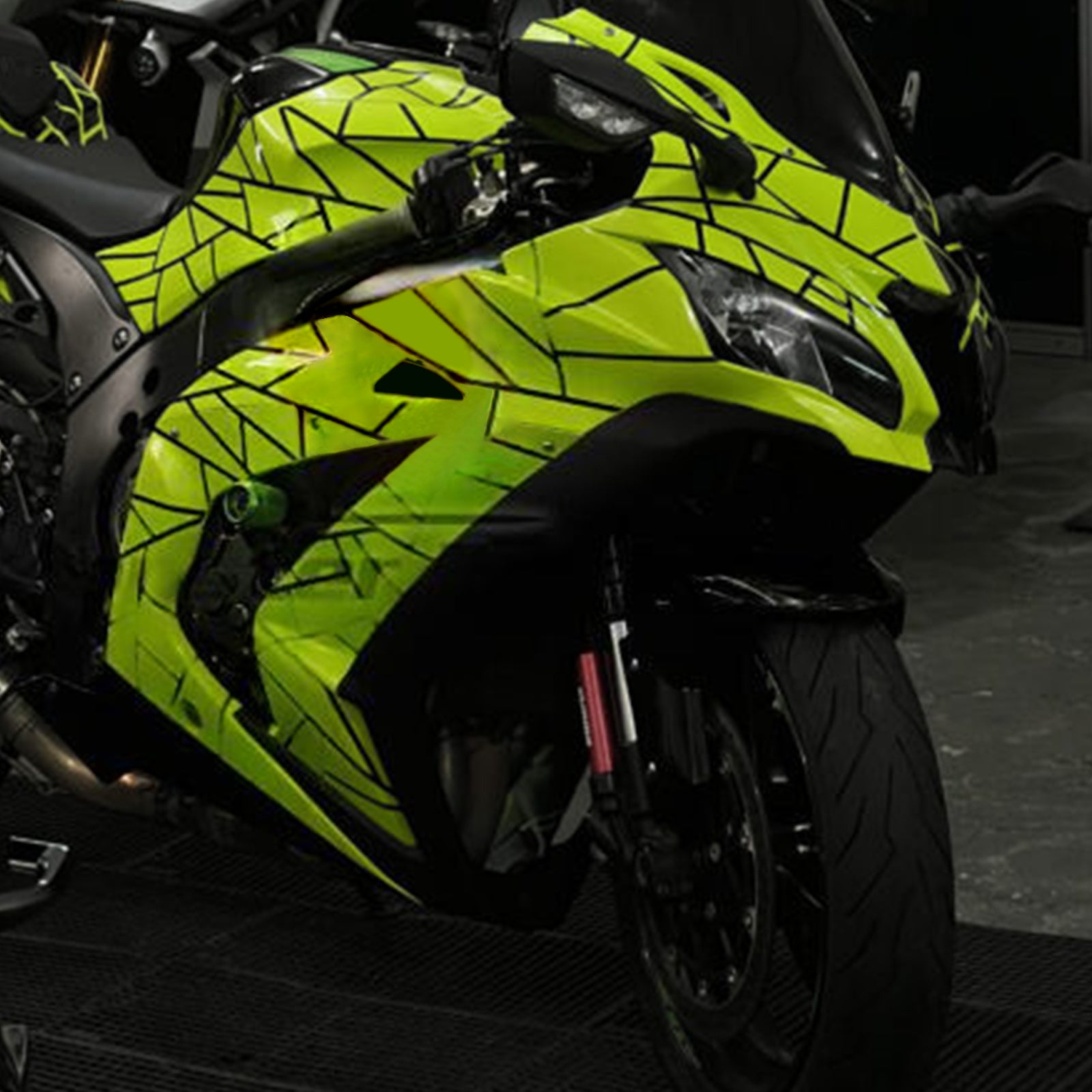 Amotopart 2016-2020 Kawasaki ZX10R Schwarzer Gelbverkleidungskit