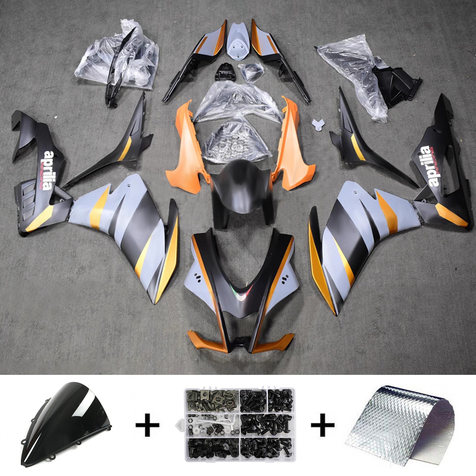 Amotopart 2016-2020 Aprilia RSV4 1000 Orange Gray Black Fairing Kit