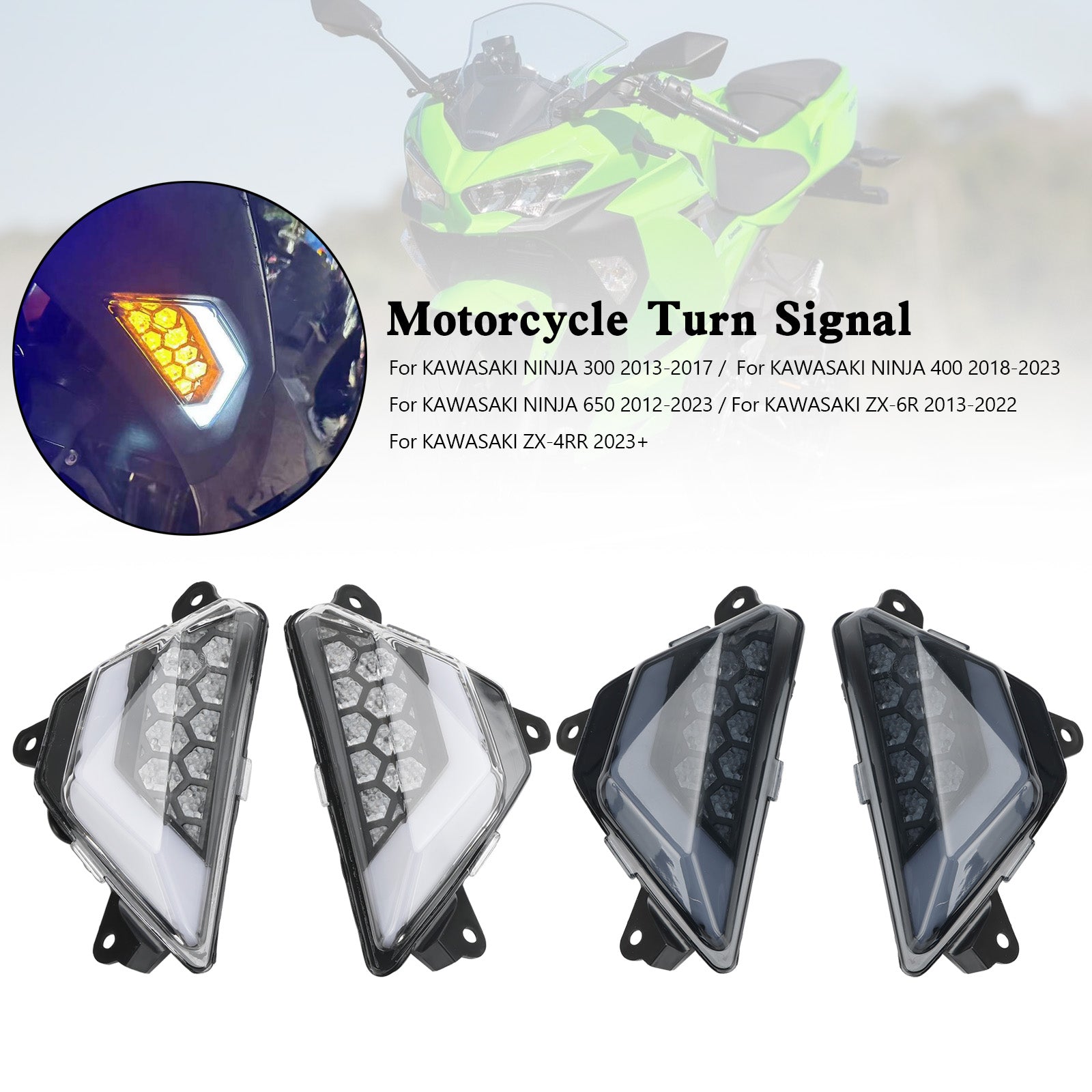 2012+ Kawasaki Ninja 300 400 650 ZX 6R ZX 4RR LED-Blinker vorne