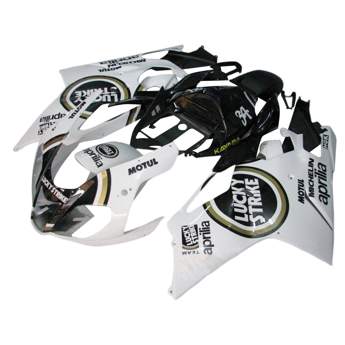 Amotopart 2003–2006 Aprilia RSV1000 weiß-schwarzes Verkleidungsset