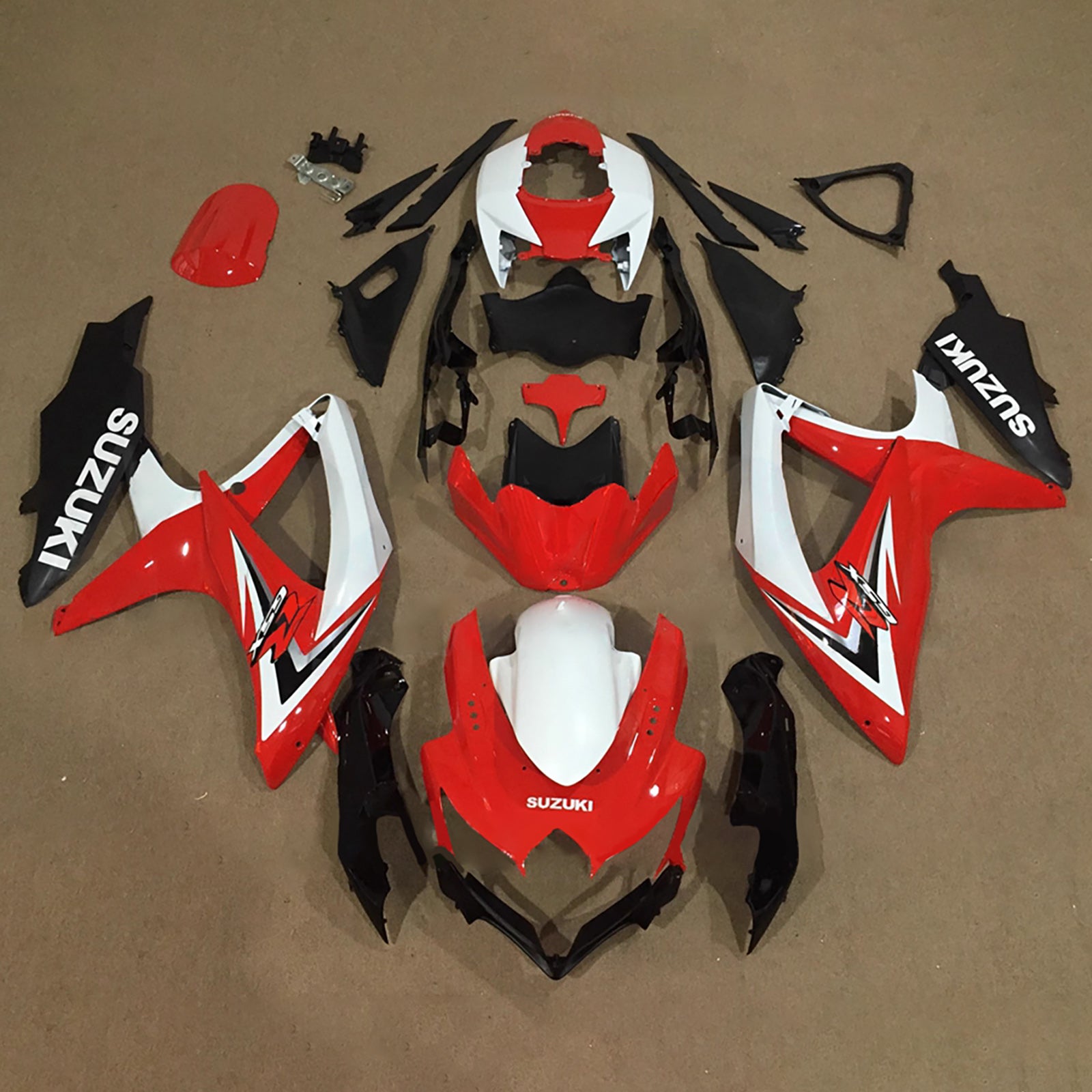 Amotopart 2008-2010 Suzuki GSXR 600/750 Red White Black Fairing Kit