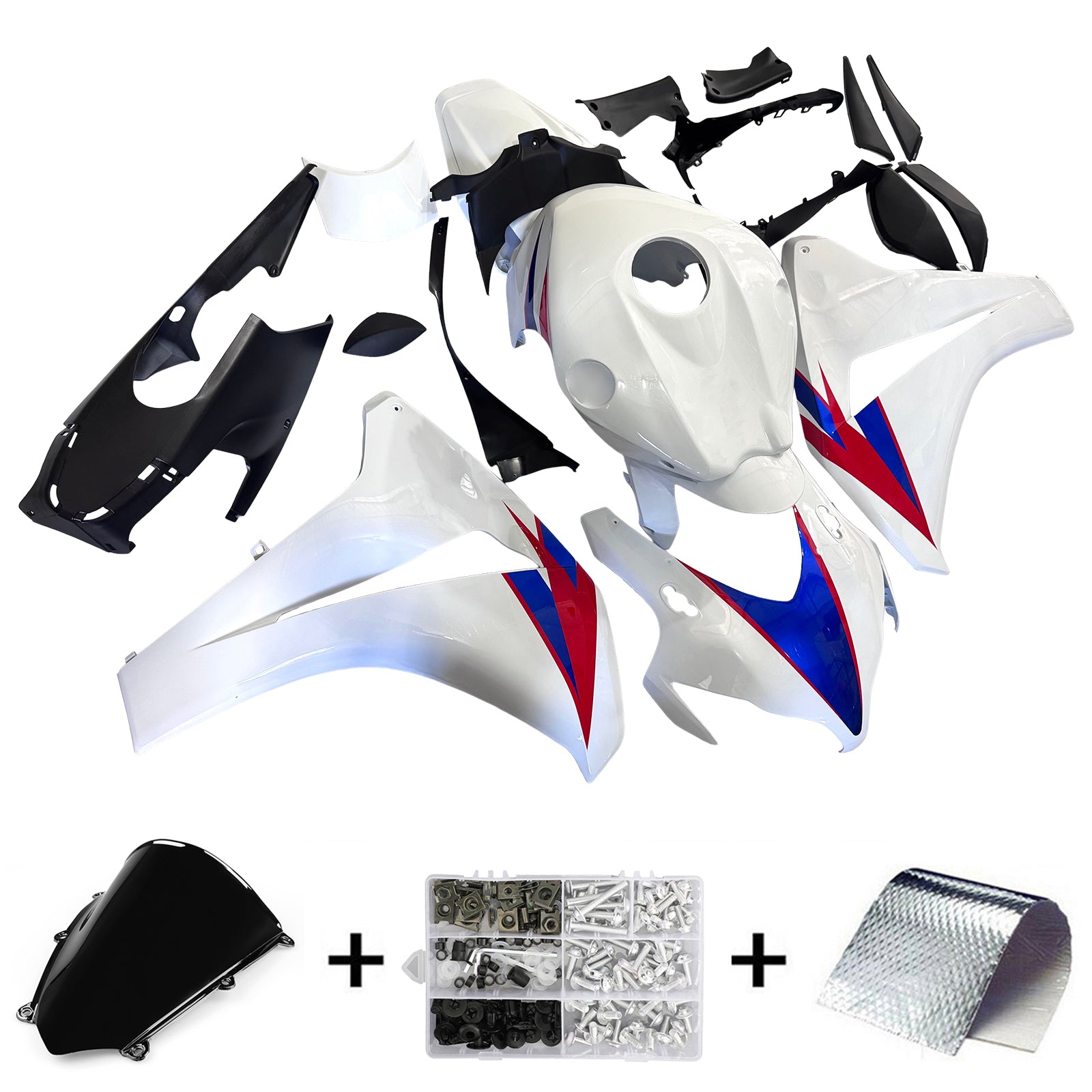 Amotopart 2008-2011 Honda CBR1000RR Kit de carenado blanco azul