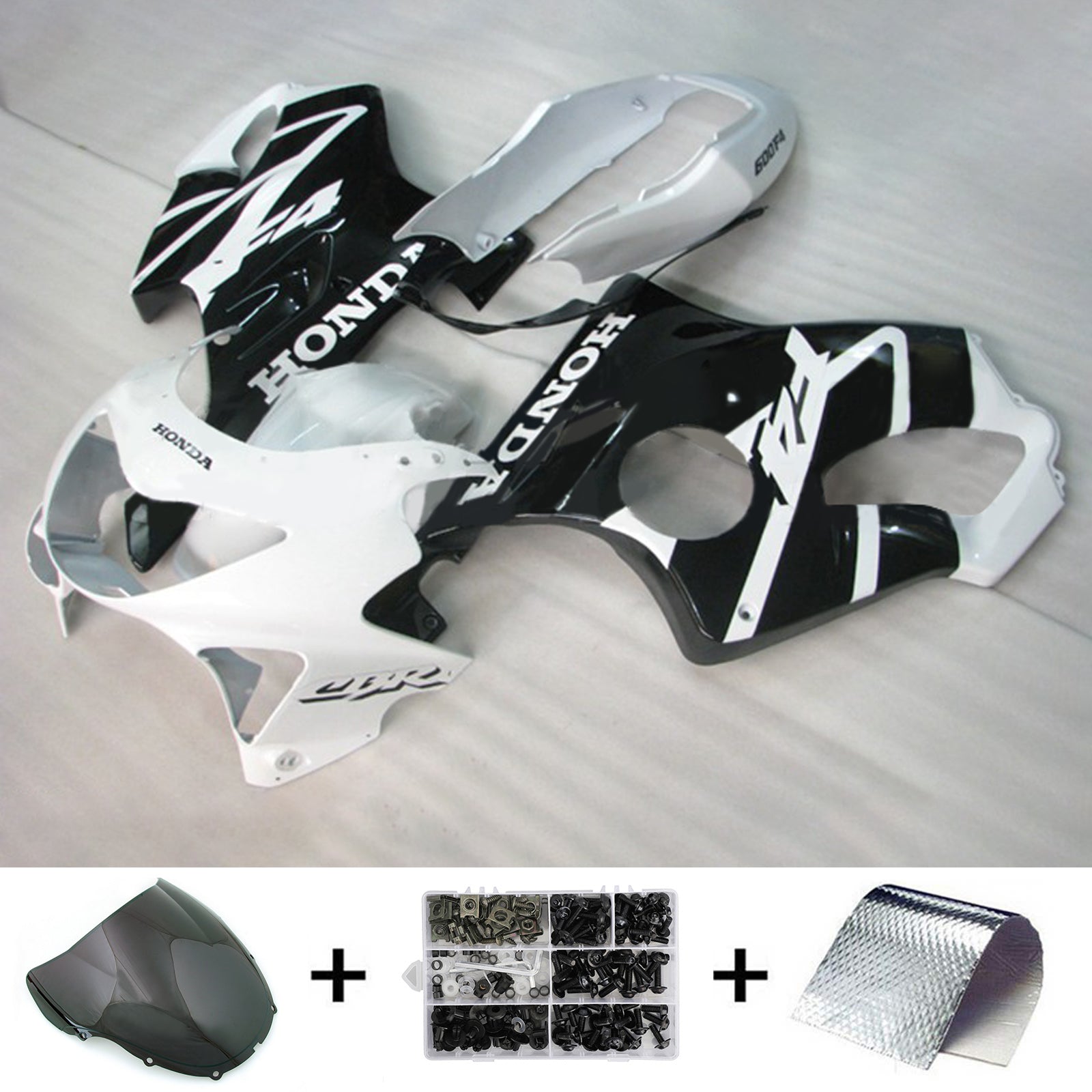 Amotopart 1999-2000 CBR600 F4 Honda Kit de carenado blanco y negro