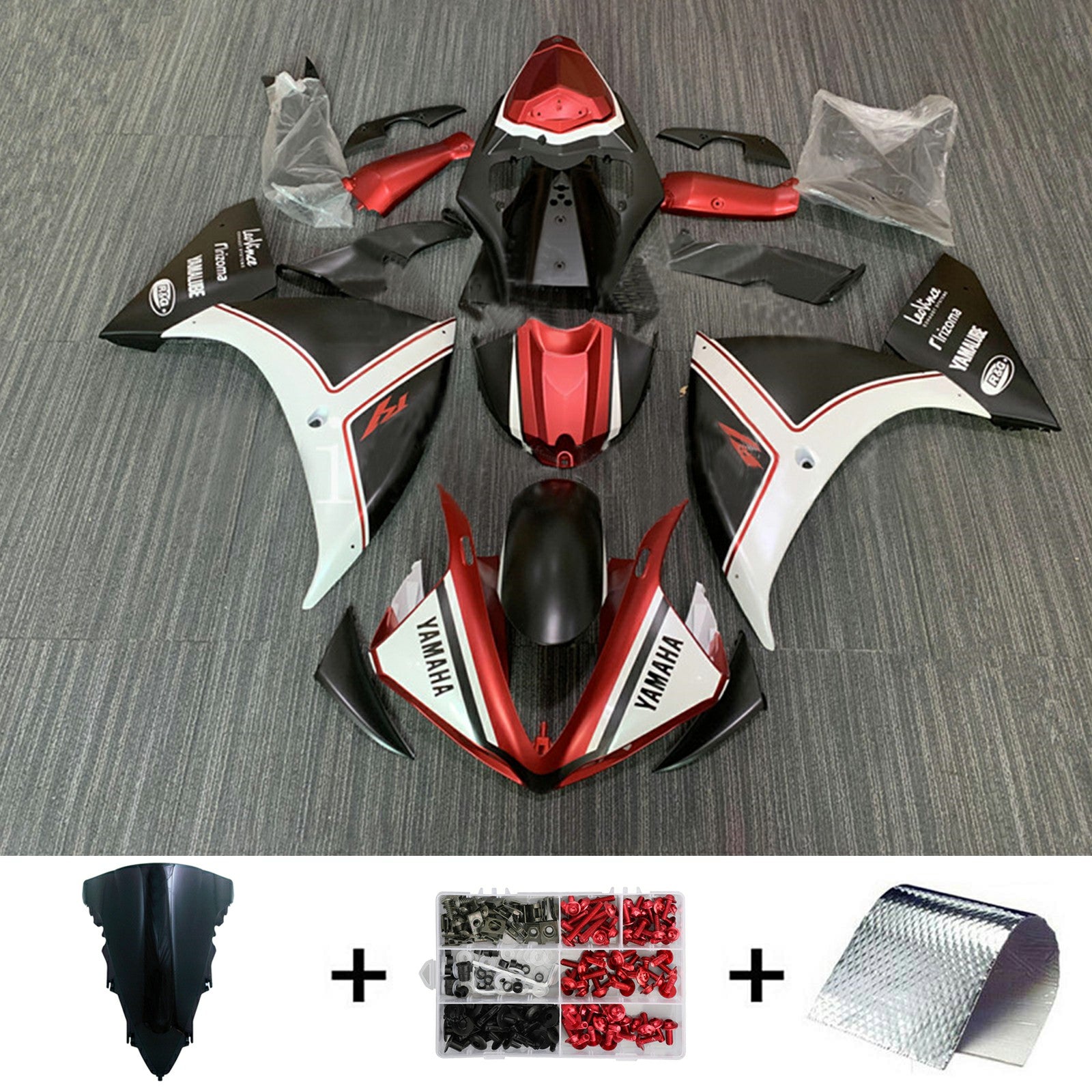 Amotopart 2009-2011 Yamaha YZF 1000 R1 Matte Black&Red Fairing Kit