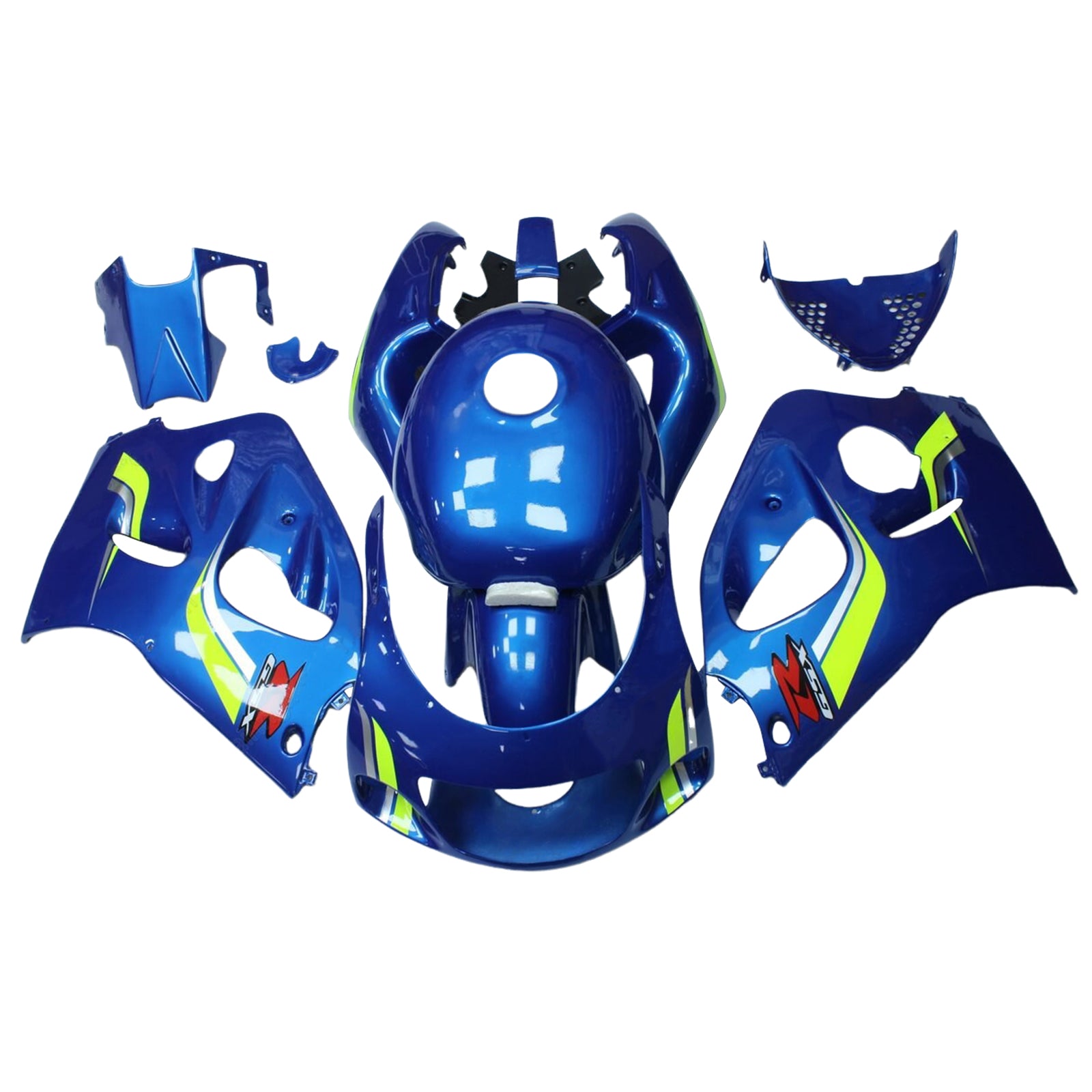 Amotopart Suzuki GSXR600 1996-2000 GSXR750 1996-1999 Kit de carénage bleu et jaune Style3