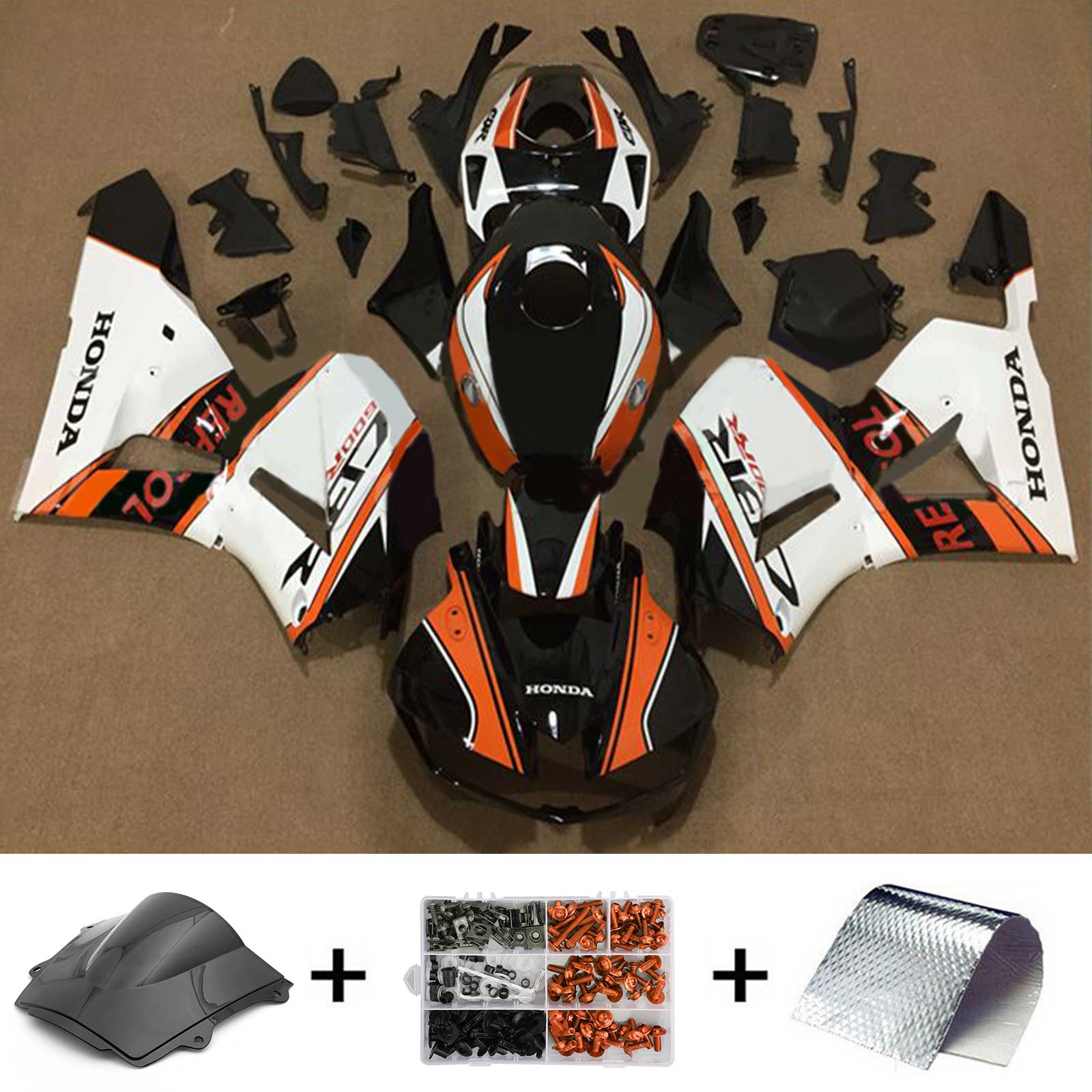 Amotopart 2013–2023 F5 CBR600RR Honda Weiß &amp; Orange Verkleidungsset