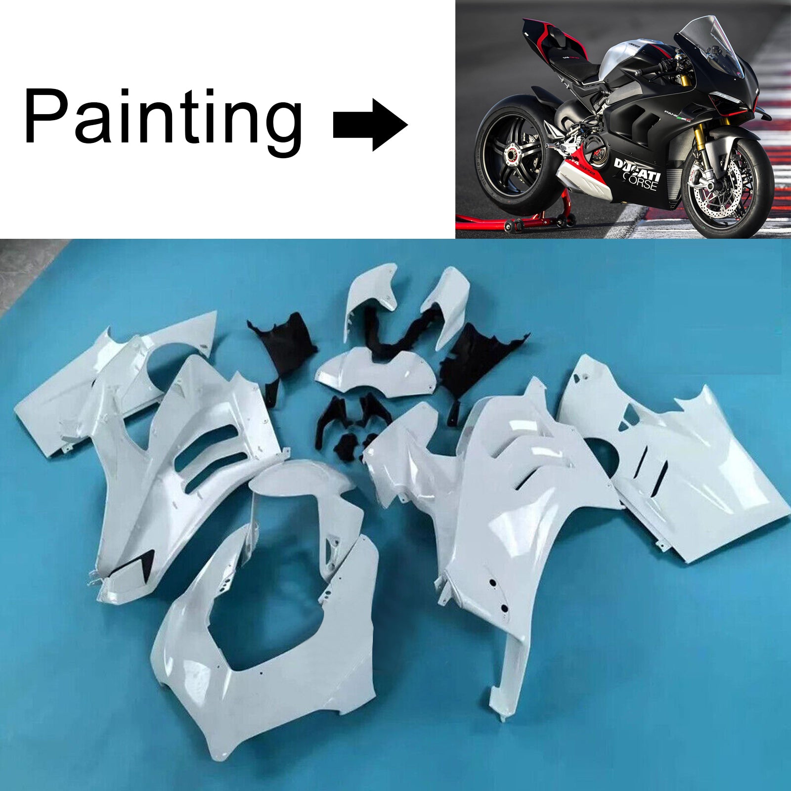 Amotopart Ducati 22-24 Panigale V4 V4S y 23-24 Panigale V4SP V4R Kit de carenado negro rojo blanco