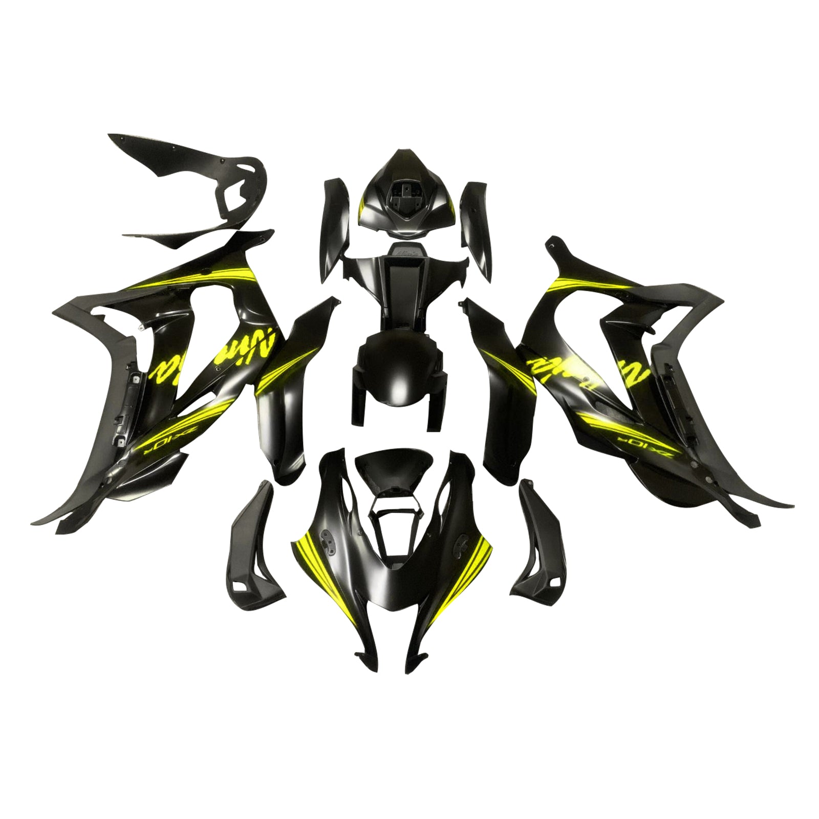 Amotopart 2016-2020 Kawasaki ZX10R Yellow Black Fairing Kit