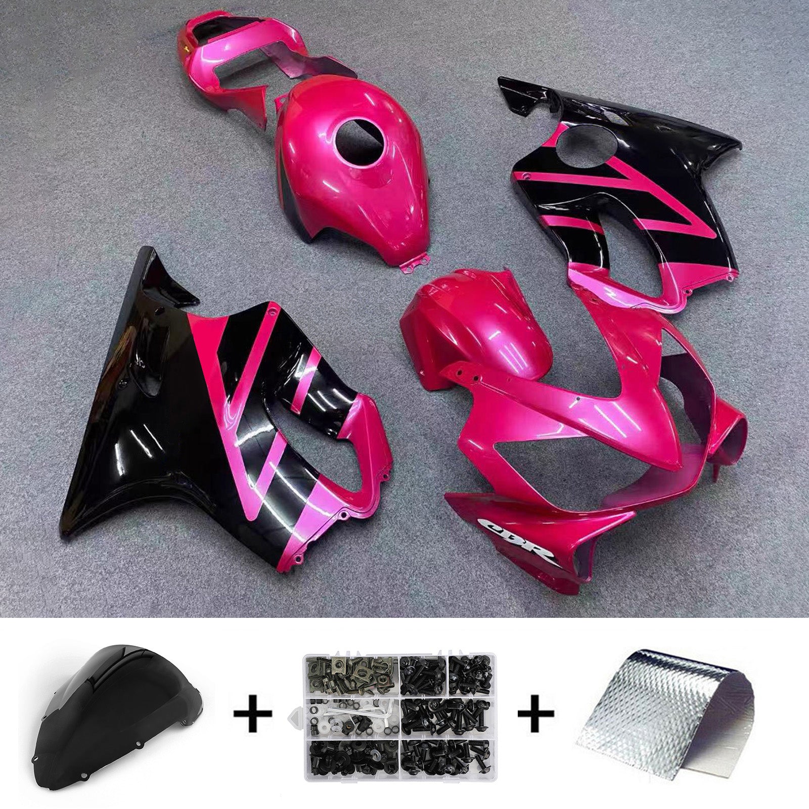 Amotopart 2001-2003 Honda CBR600 F4i Pink Black Fairing Kit