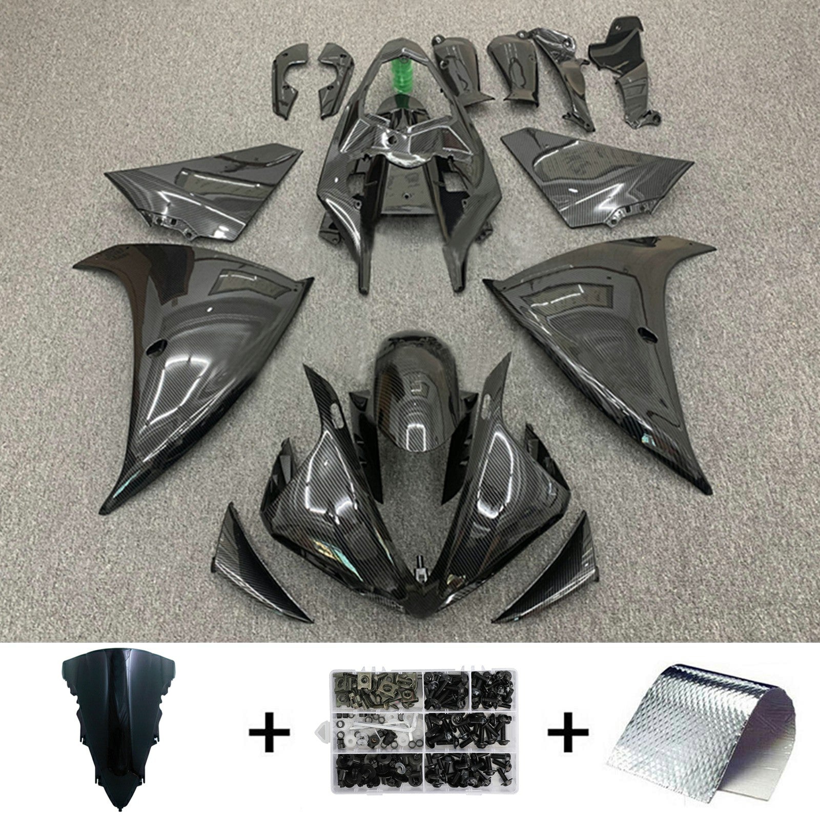 Amotopart 2009-2011 Yamaha YZF 1000 R1 Carbon Fiber Black Fairing Kit