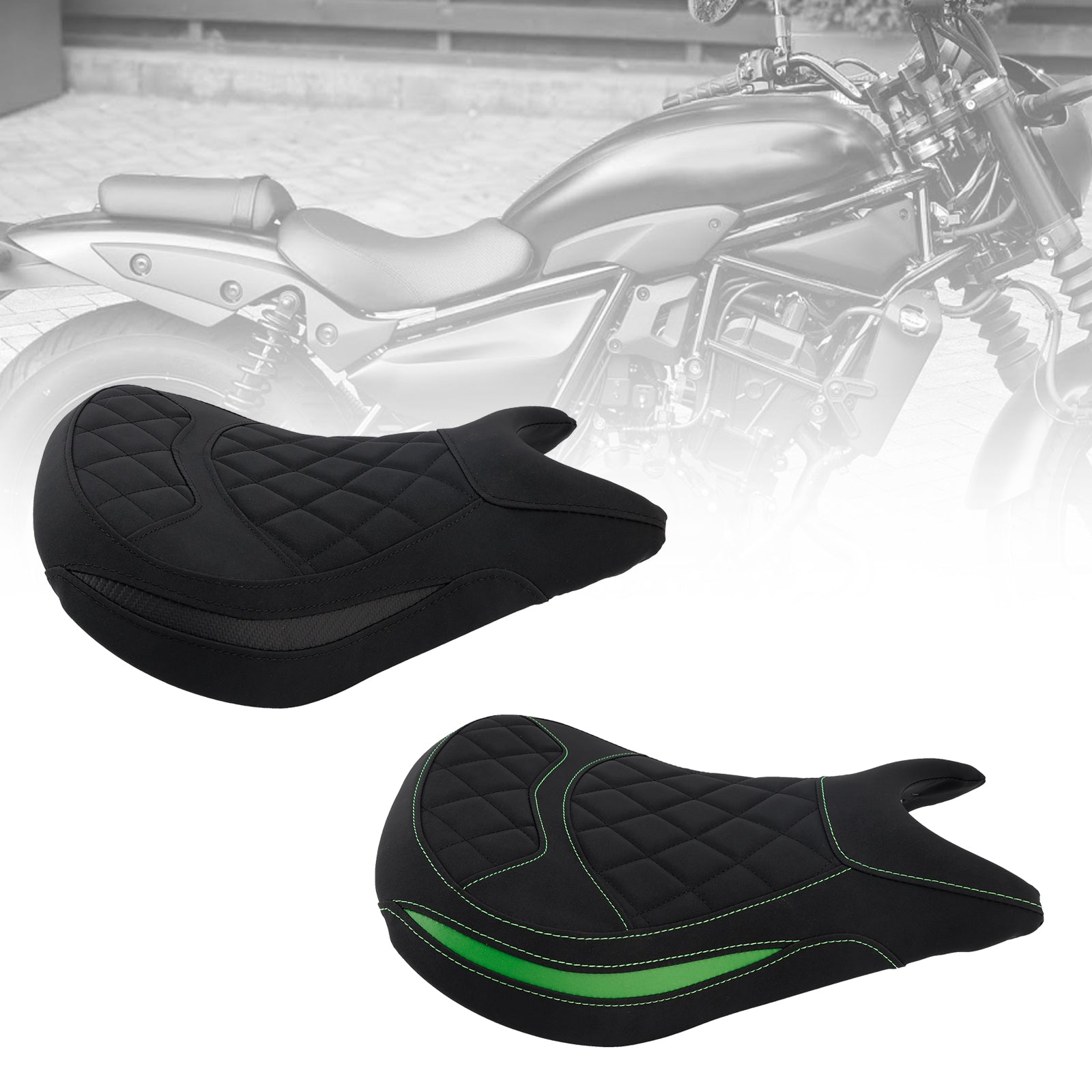 24-25 Kawasaki Eliminator 500 Spodní přední sedadlo řidiče Raider Pillion černý