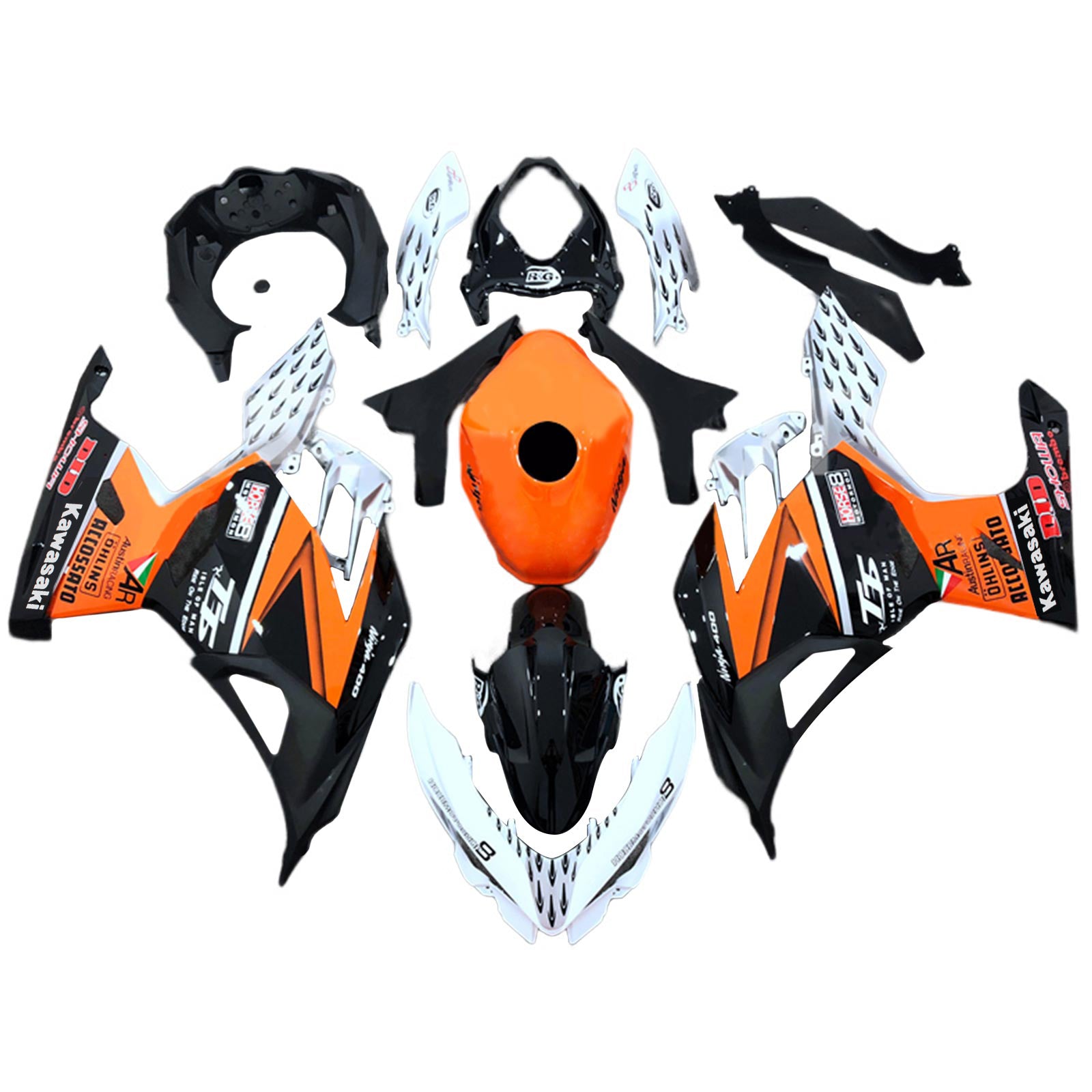 Amotopart 2018-2024 Kawasaki EX400 Ninja400 Orange&Black Fairing Kit