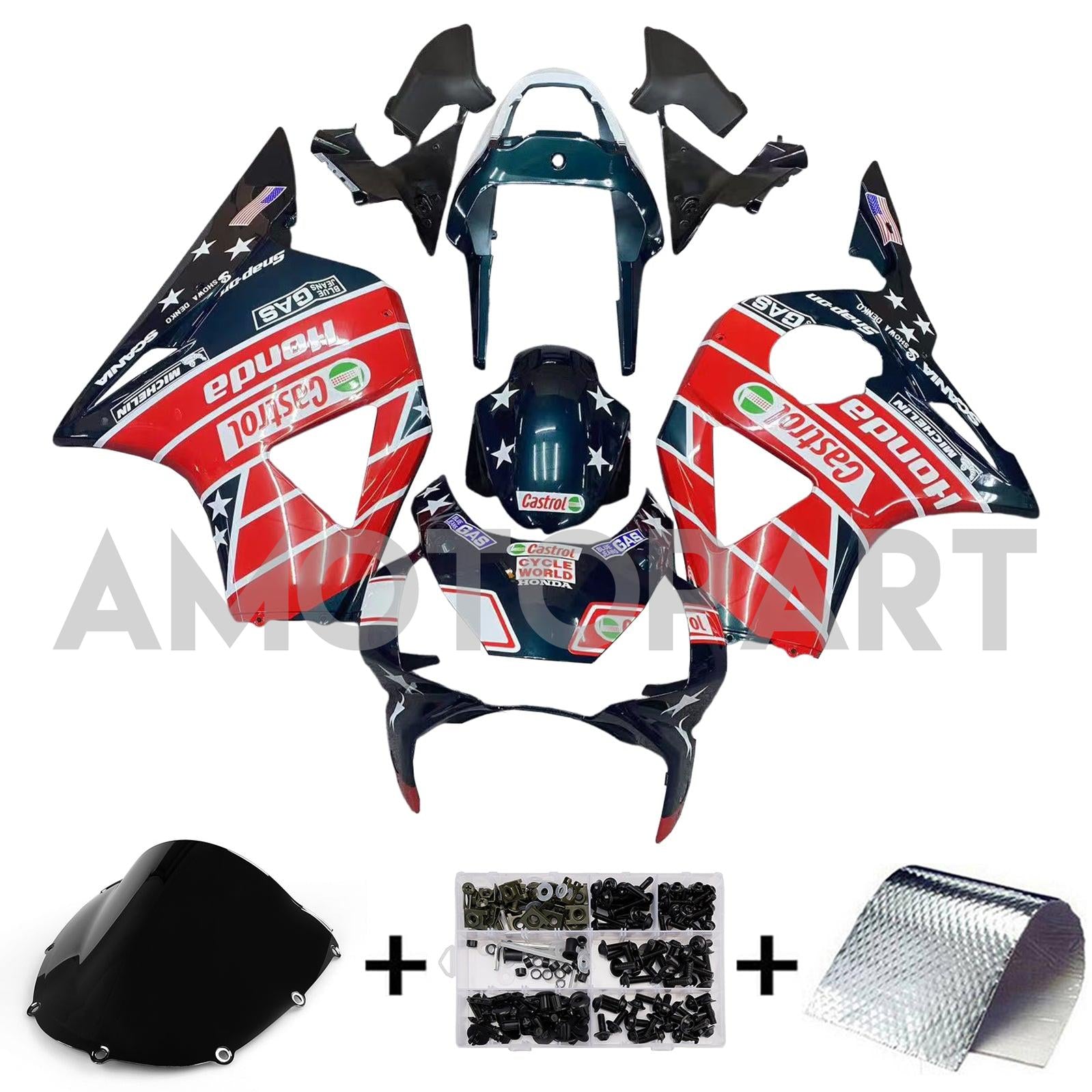 Amotopart 2002-2003 Honda CBR954 Red Black Fairing Kit