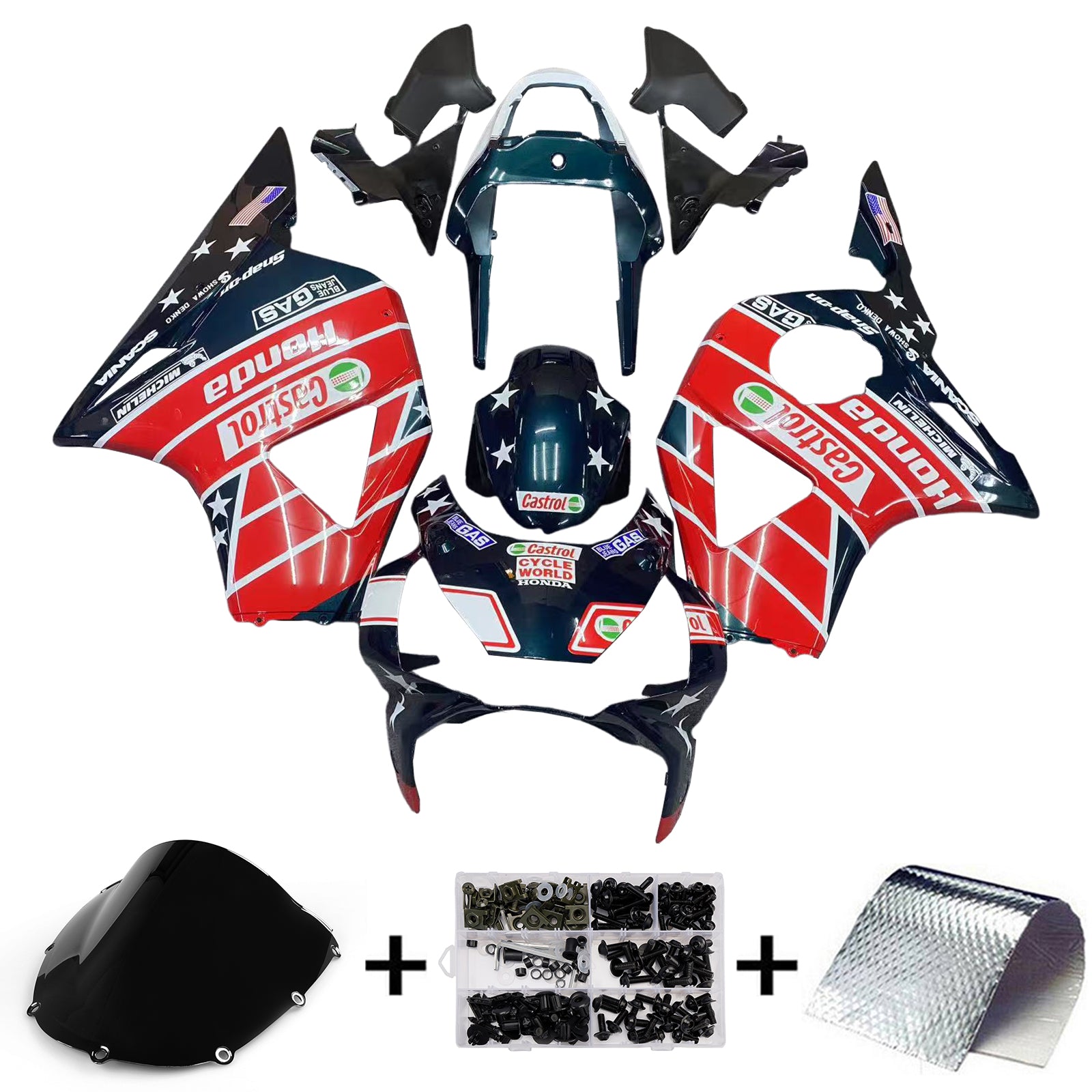 Amotopart 2002-2003 Honda CBR954 Red Black Fairing Kit