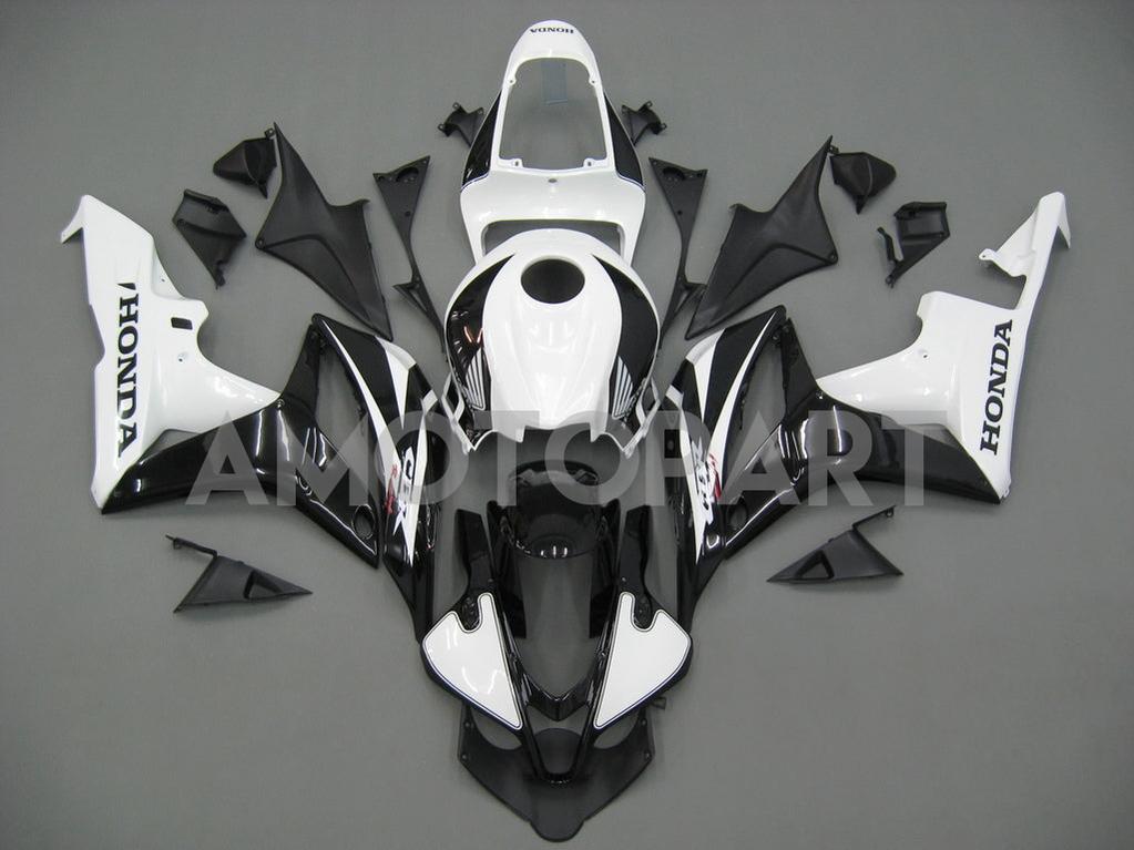 Amotopart Honda 2007-2008 CBR600RR White Black Fairing Kit