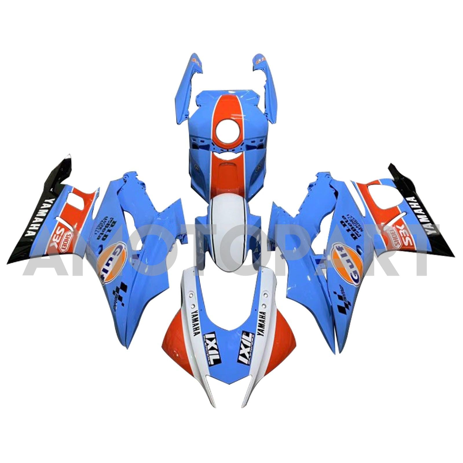 Amotopart 2022-2024 Yamaha YZF-R3 R25 Blue&Orange Fairing Kit