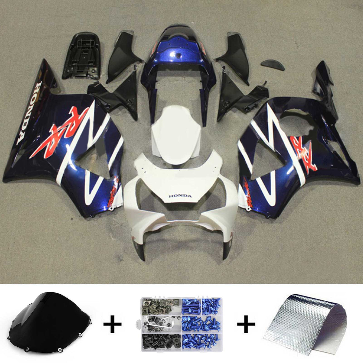 Amotopart 2002-2003 CBR954 Honda Kit de carenado azul y negro