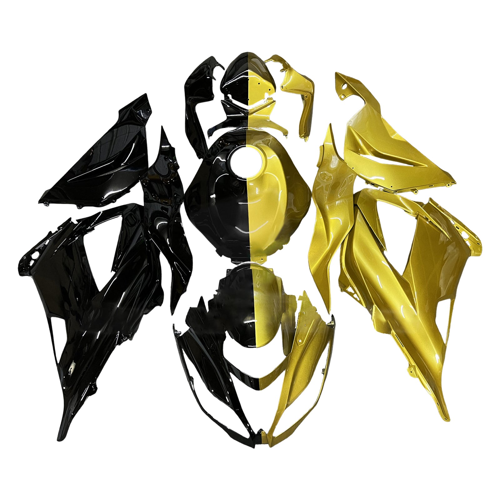 Amotopart 2013-2018 Kawasaki ZX6R 636 Gold Black Fairing Kit