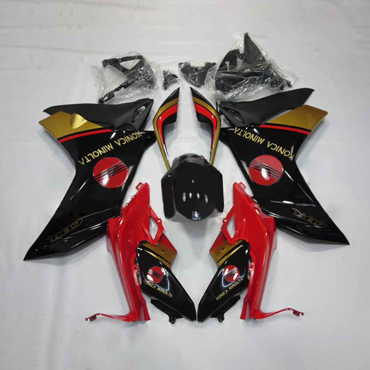 Amotopart 2011-2013 CBR600F Honda Kit de carenado rojo y dorado