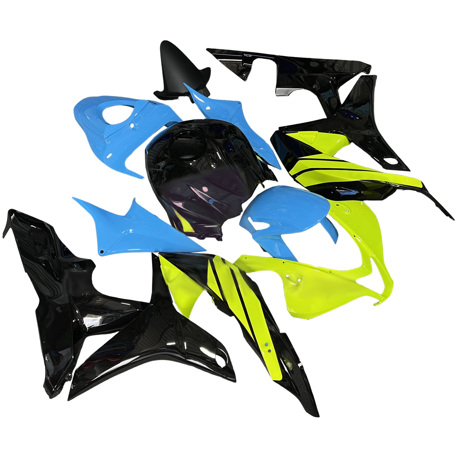 Amotopart 2007-2008 Honda CBR600RR Kit de carénage noir jaune bleu