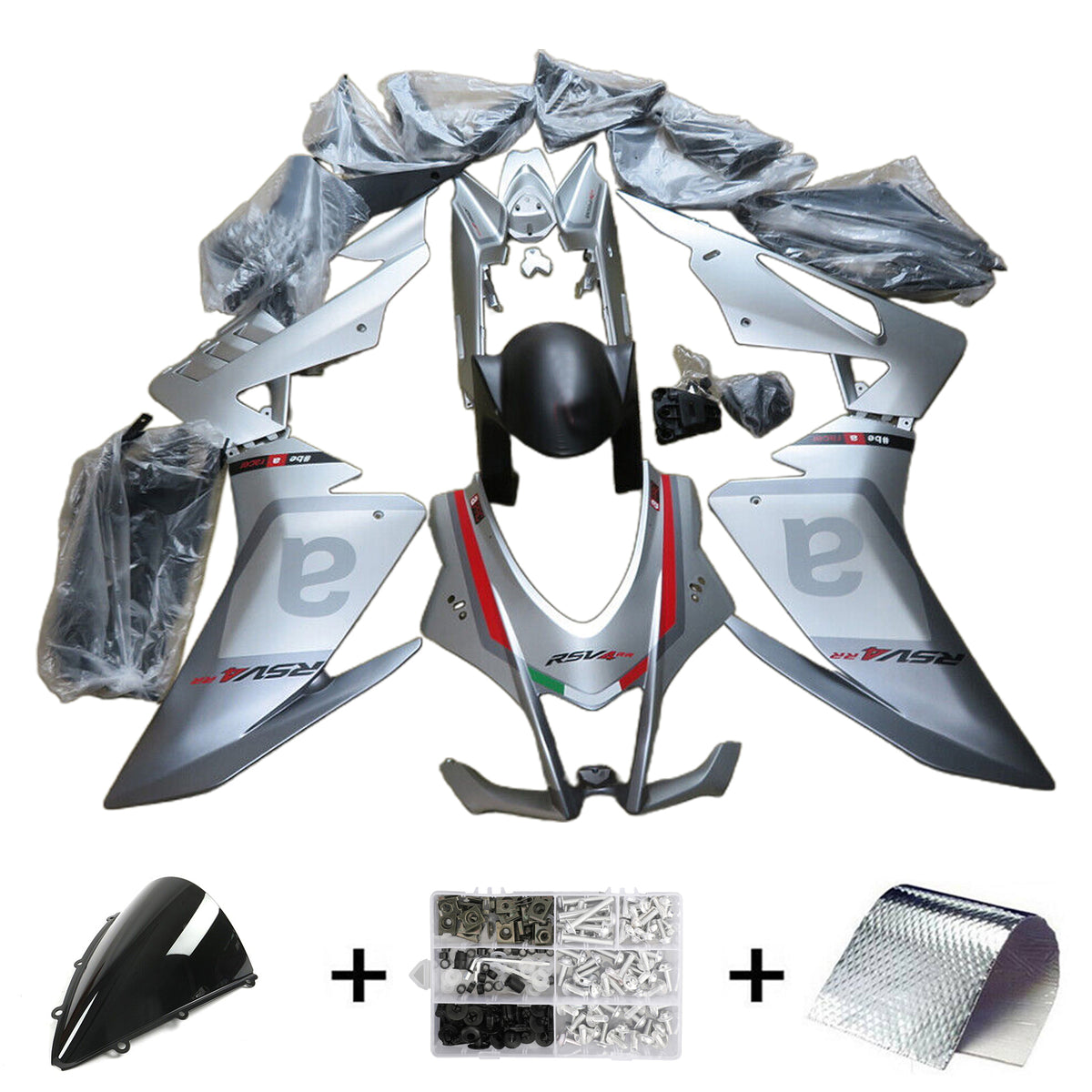Amotopart 2009-2015 RSV4 1000 Aprilia Grey&Silver Fairing Kit