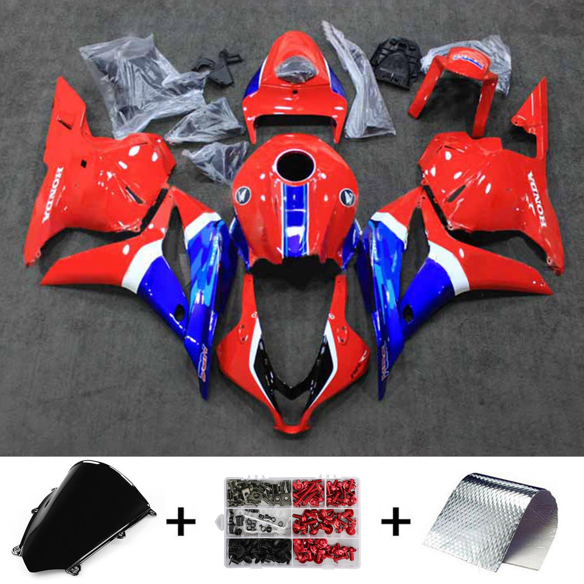 Amotopart 2009-2012 Honda CBR600RR Red Blue White Fairing Kit